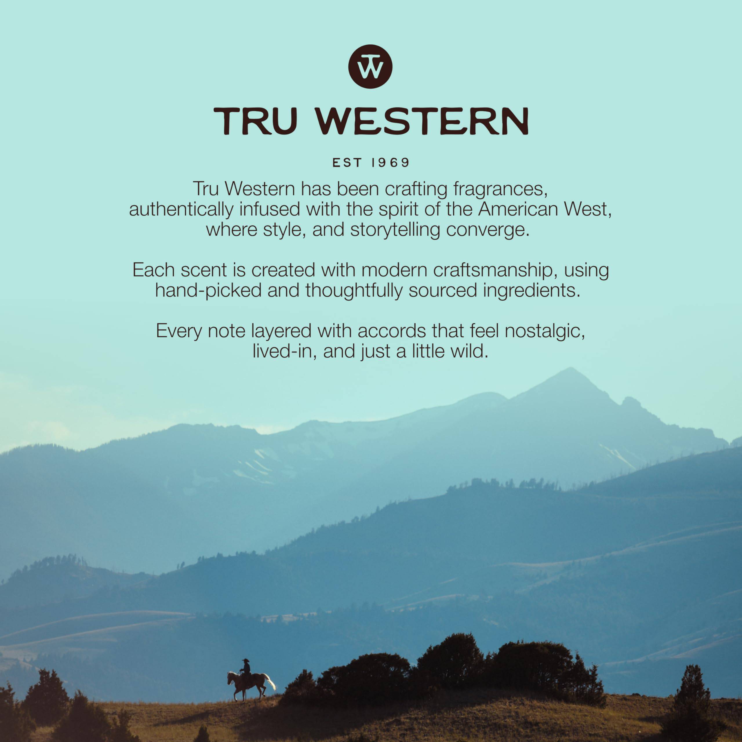 Tru Western Outlaw men's cologne bottle, 3.4 fl oz, featuring a sleek design and modern branding by Tru Fragrance Beauty.