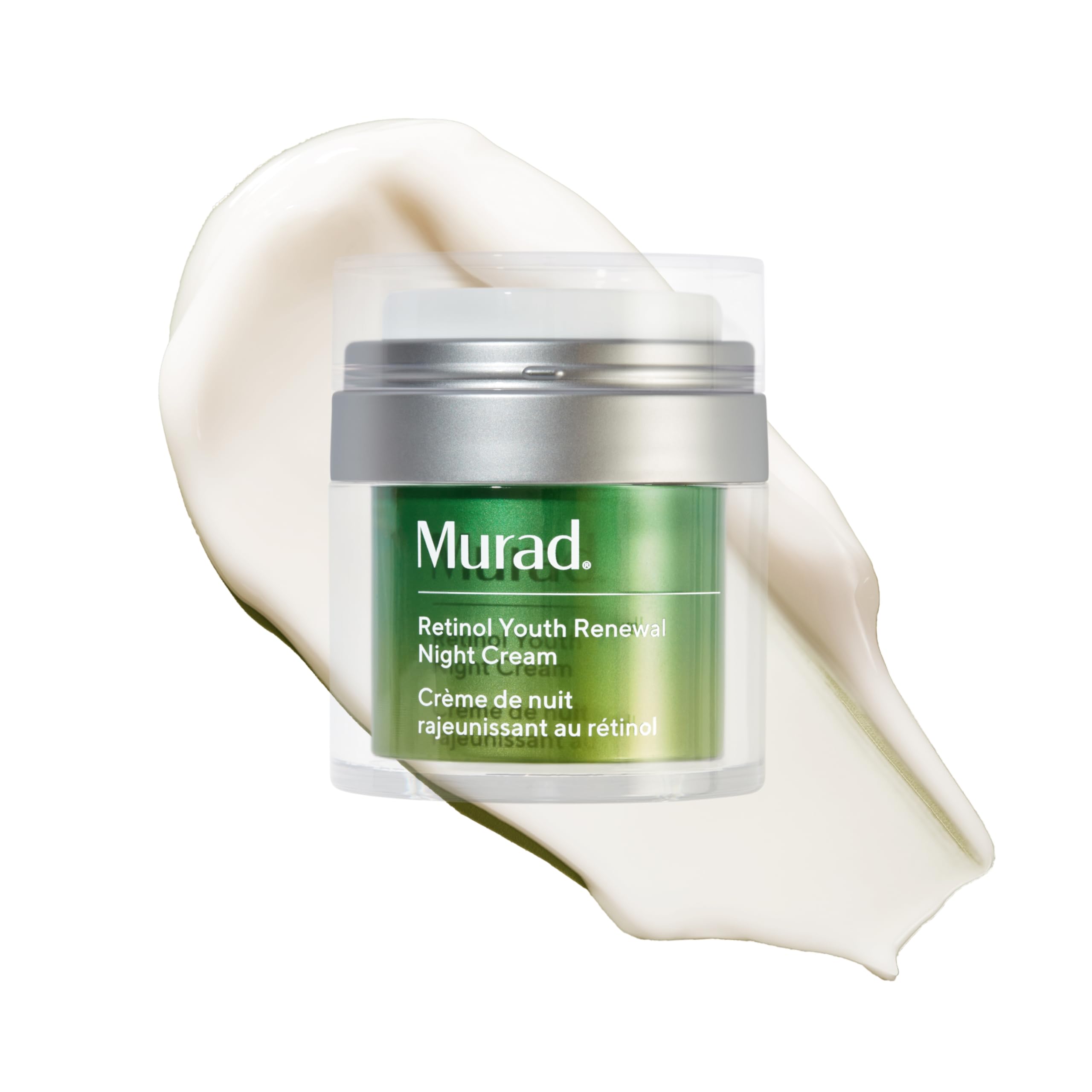 Murad Retinol Youth Renewal Night Cream 1.7oz in a jar, a skincare moisturizer for anti-aging and youthful skin.