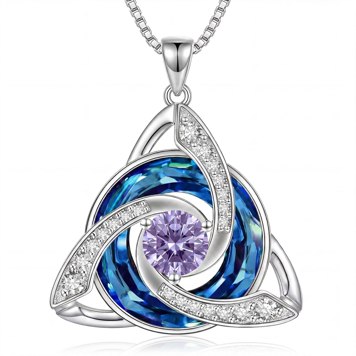 HOTIE Celtic Birthstone Necklace for Women, S925 Sterling Silver Trinity Knot – product photo (Pendant Necklaces)