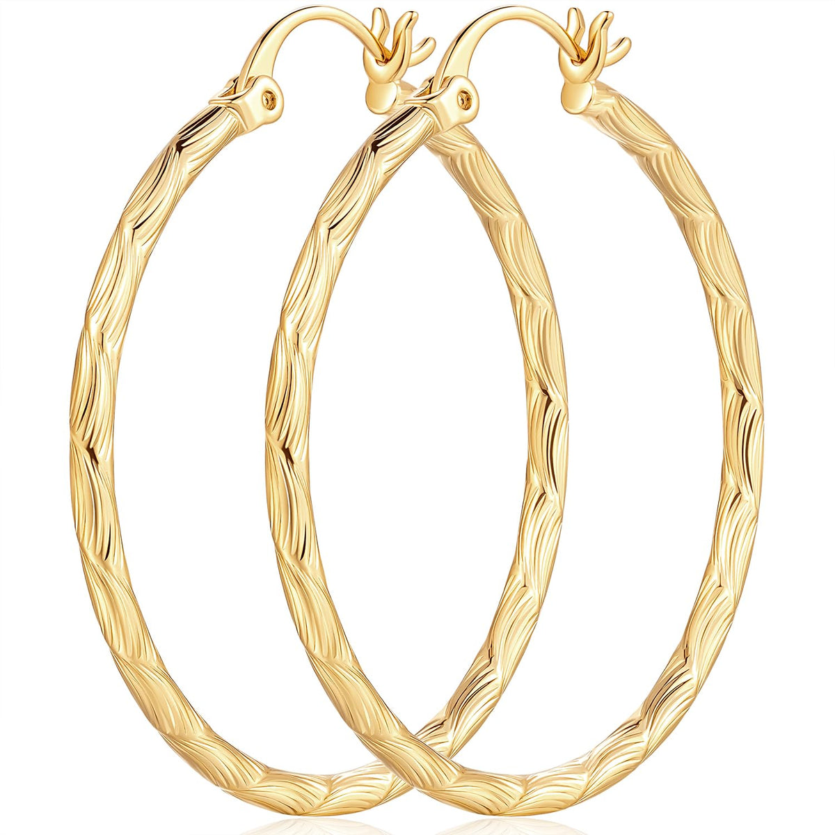 GLOSOLE 14K Gold Hoop Earrings Gold Hoop Earrings for Women – 14k gold, 22 mm