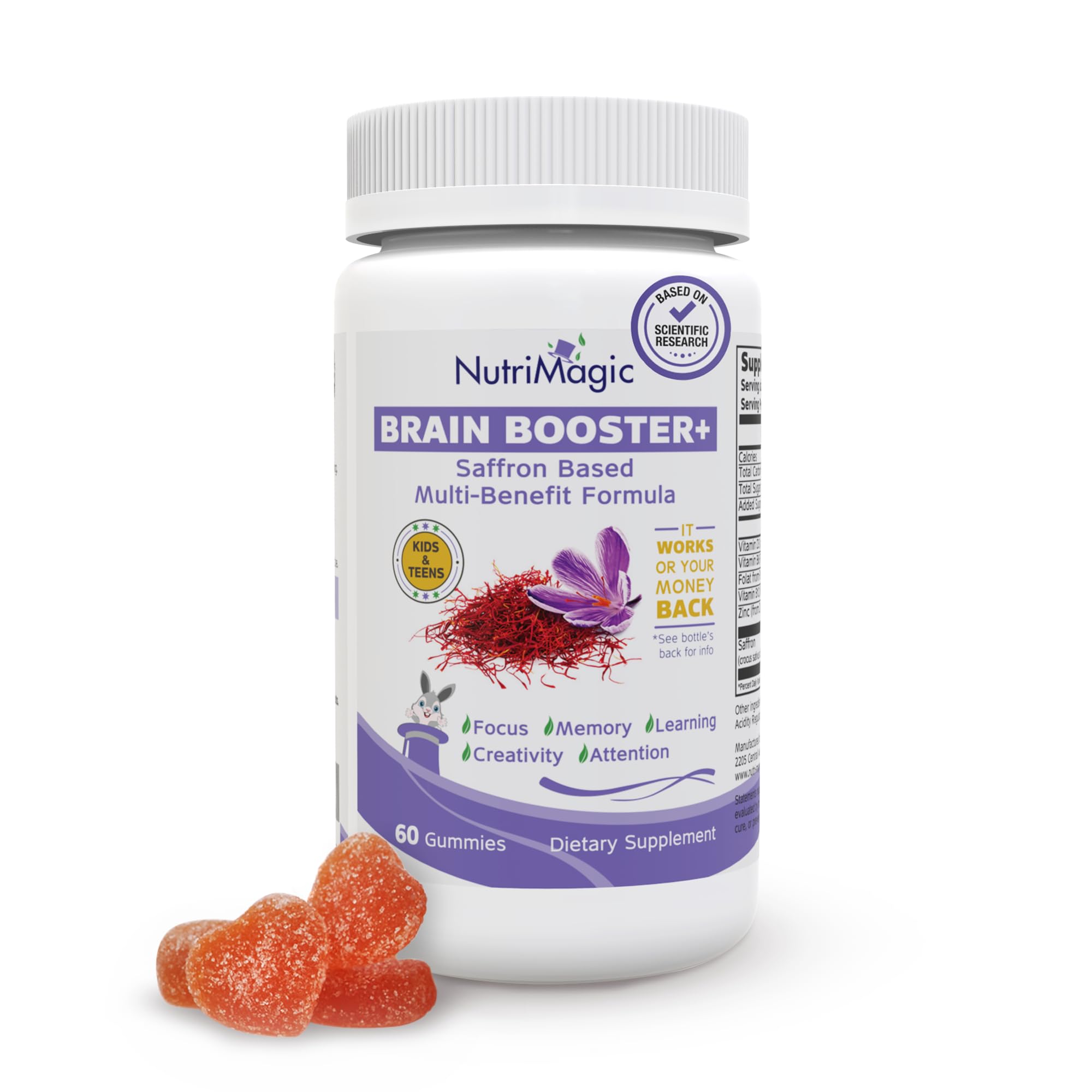 NutriMagic Kids Brain Booster+ 30mg Pure Saffron Extract Gummies - Product Imagery