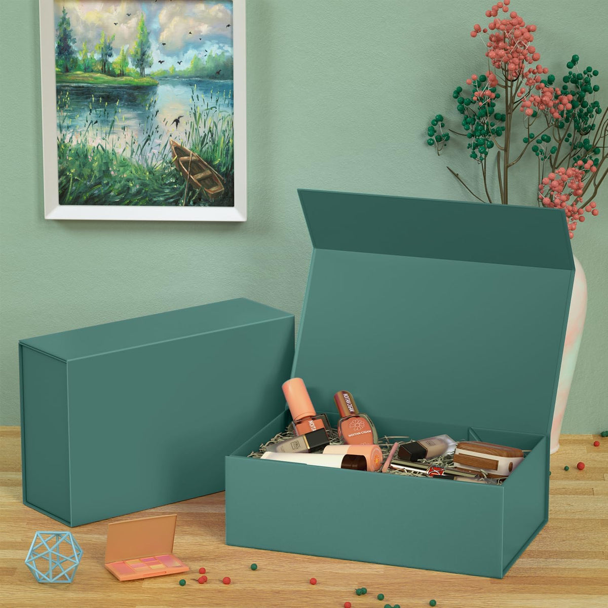 RYDDOY 5 Pack Green Gift Box 13 8x9 5x4 3 Large Gift Boxes - RYDDOY Official Imagery - 3