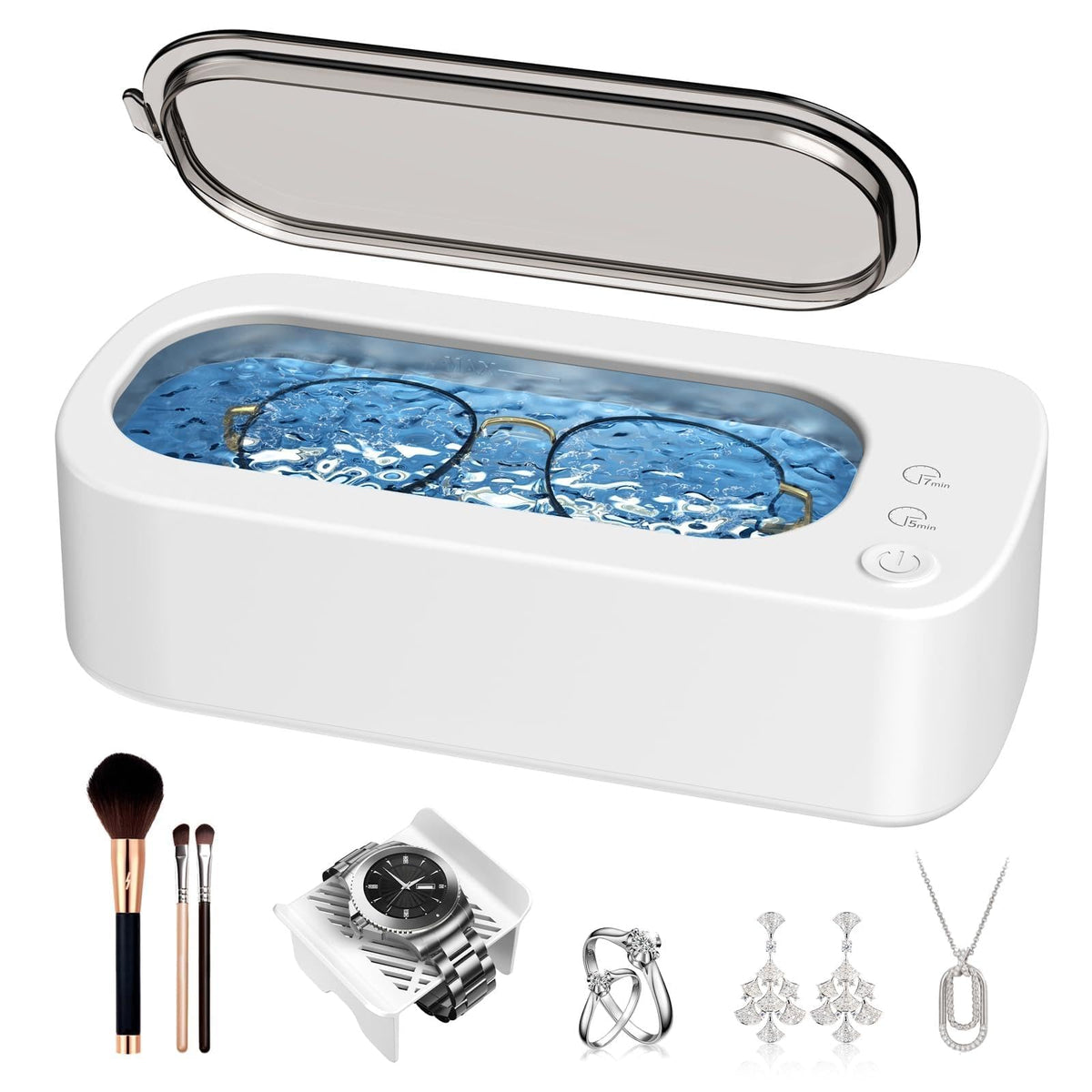 OSLTWI Ultrasonic Jewelry Cleaner Machine: 48KHz Ultra Sonic Cleaner for Jewelry,Eyeglass,Rings,Watch Band,Dentures,with