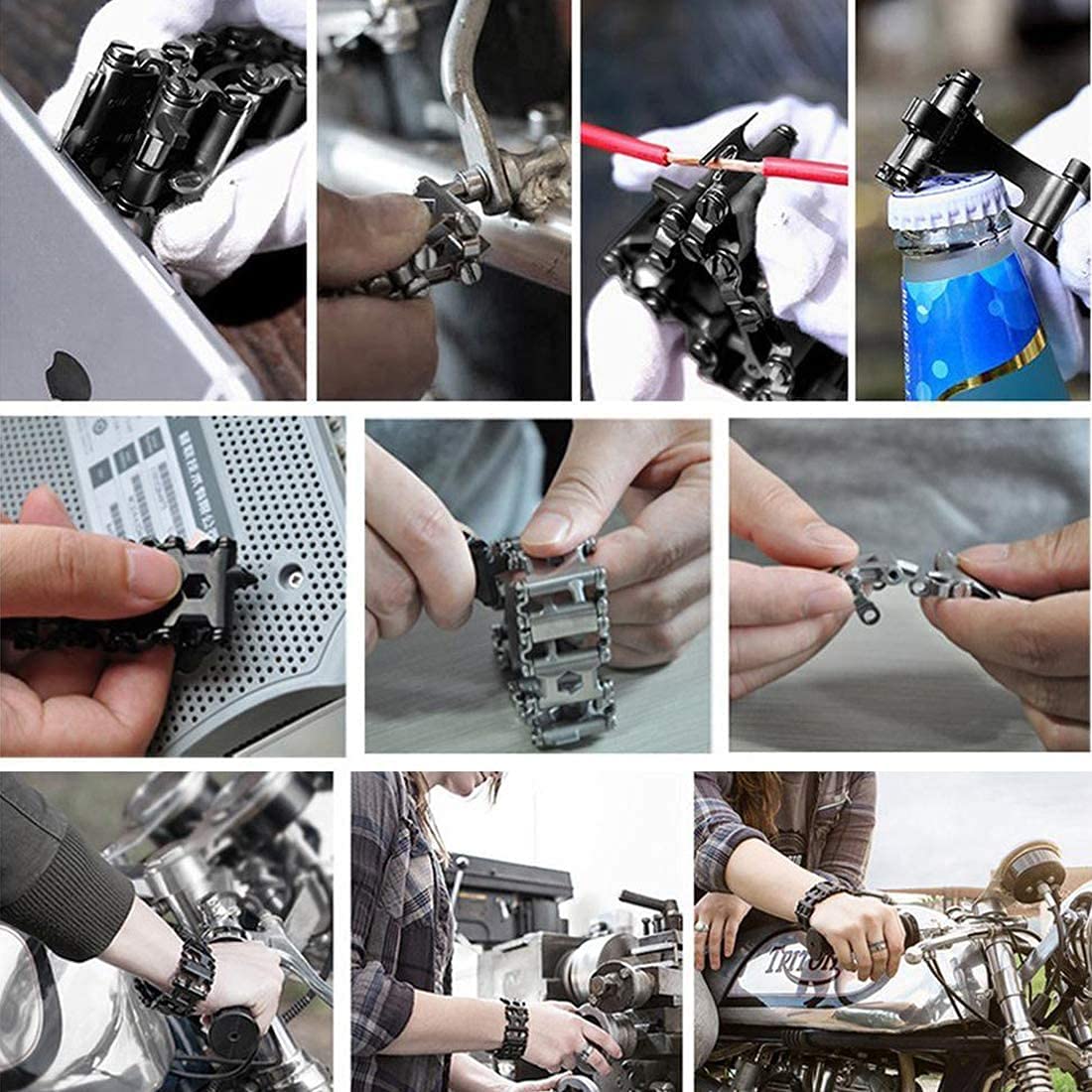 Lemasa Multitool Bracelet 29 in 1, 22cm Stainless Steel, Outdoor Travel Men Watch Strap, Trend Bracelet with A Pry Tool 