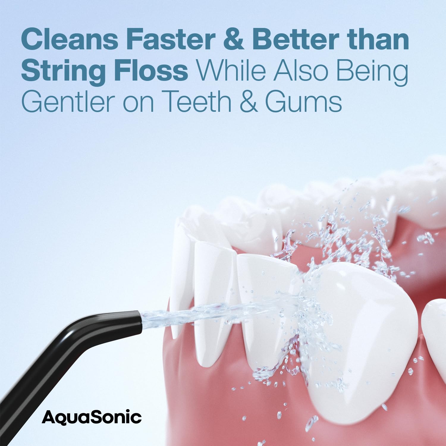 Aquasonic Aqua Flosser cordless oral irrigator with water jet and ergonomic handle for effective dental cleaning.