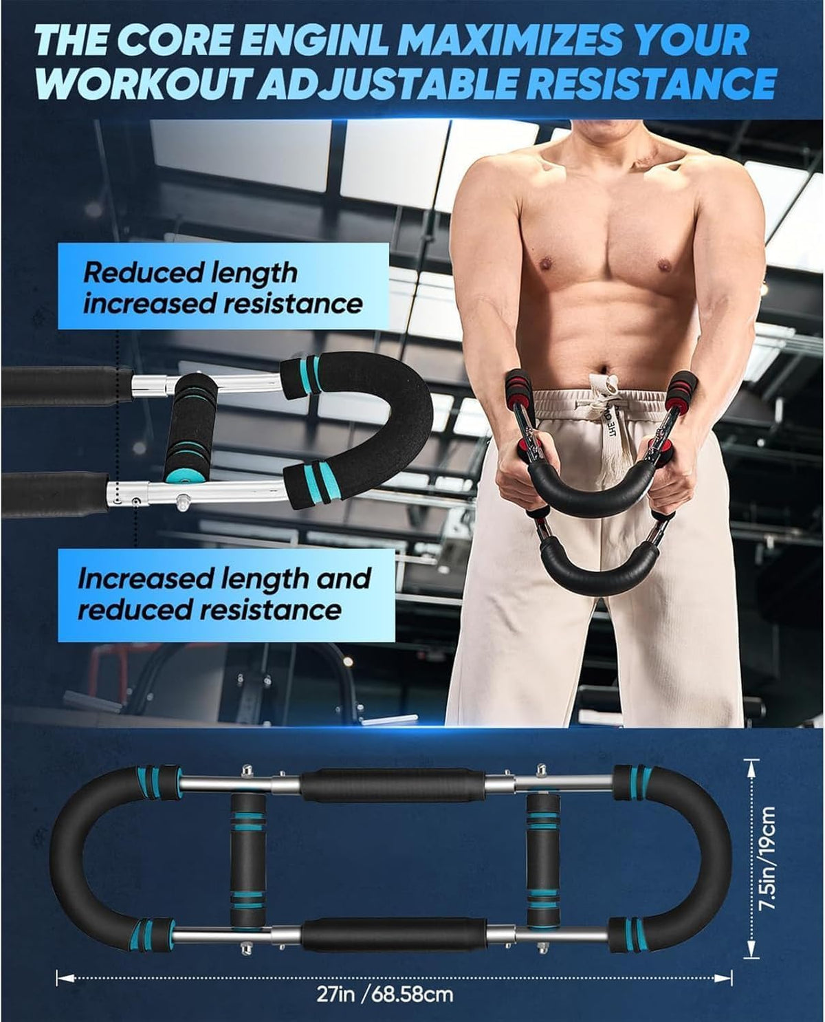 LYKAN Twister Arm Trainer, 40-100lb Adjustable Chest Workout Equipment, Arm Trainer, Twister Arm Trainer, Portable Power