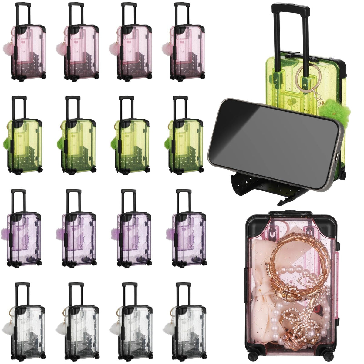 32 Pcs Mini Suitcase Storage Box Set Plush Ball Keychains - COSYOO Official Imagery - 7