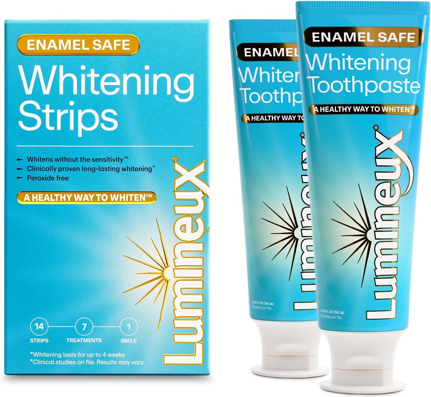 Lumineux Whitening Starter Set, 7 Strip Treatments & Toothpaste - Product Imagery