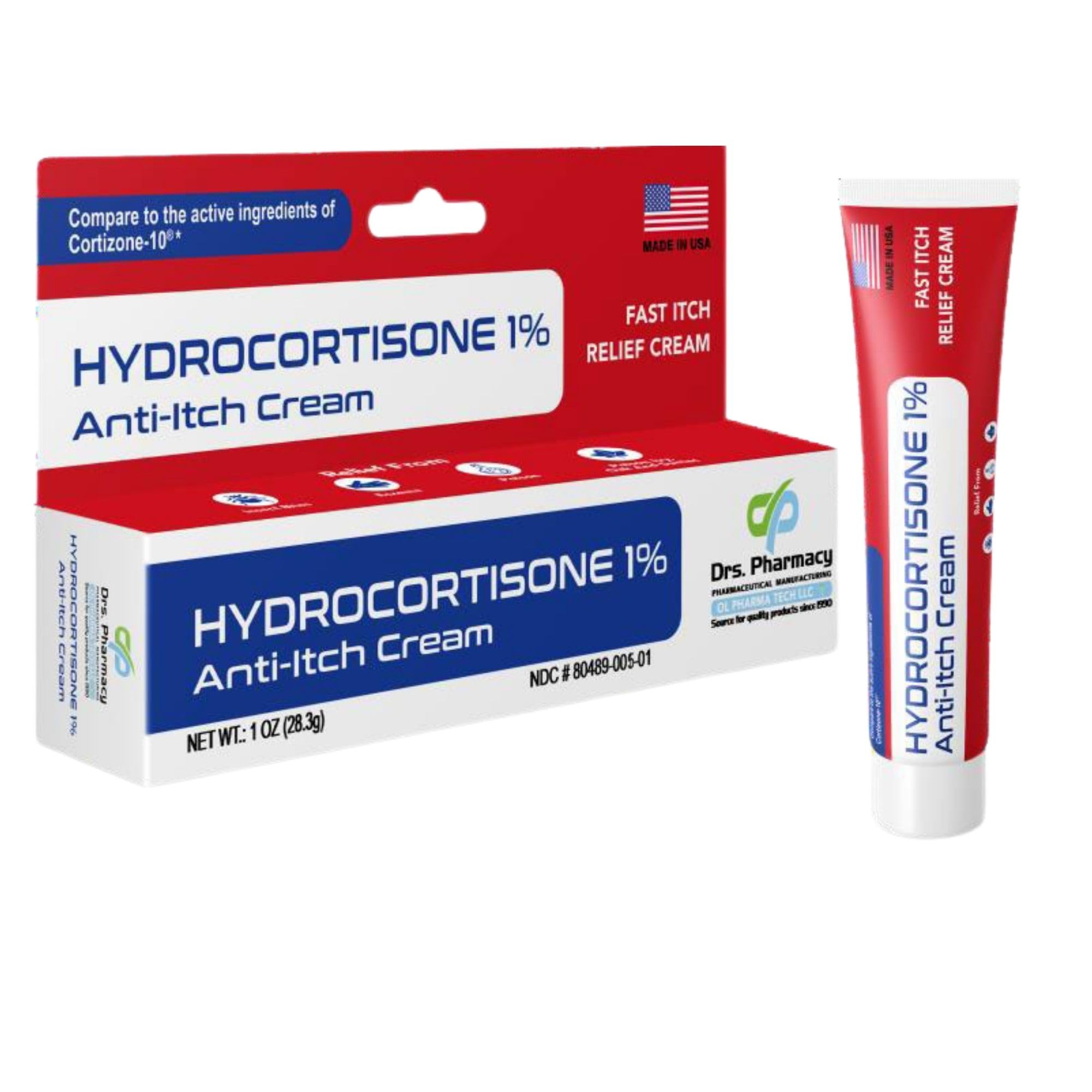 Hydrocortisone Cream 1% Maximum Strength - Anti-Itch Relief for - Product Imagery