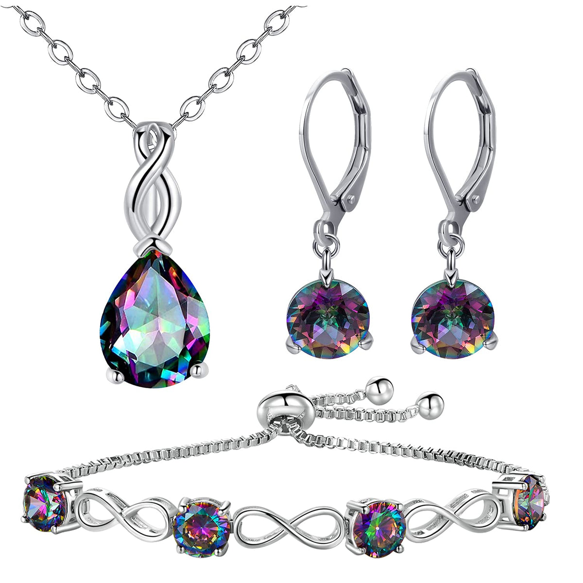 VOLUKA Women Jewelry Set for Wedding Engagement,Necklace/Earrings/Rings/Bracelet – I-Necklace/bracelet/earrings set