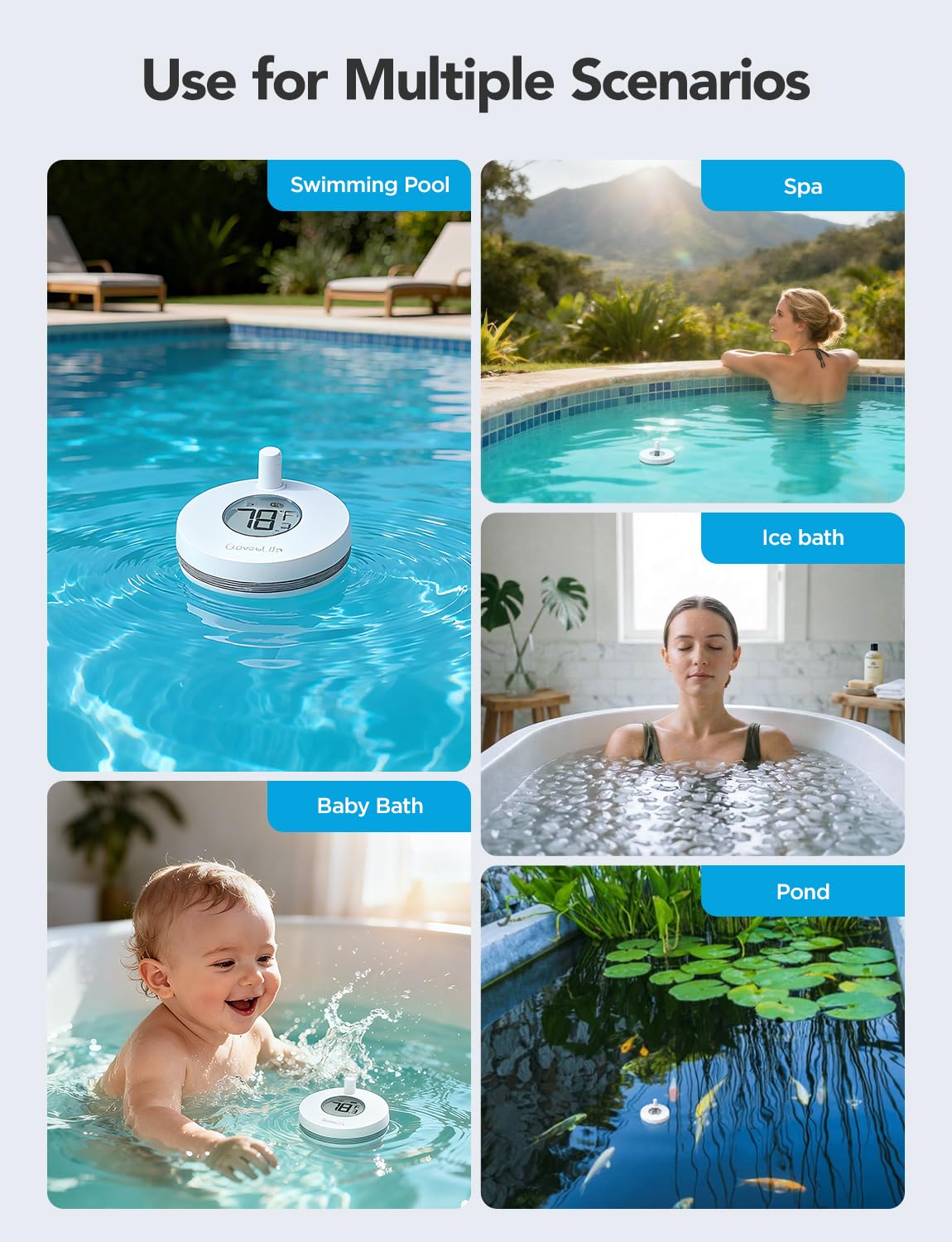 GoveeLife WiFi Pool Thermometer P1 Wireless, Water Thermometer, 2 Set – back view and specifications