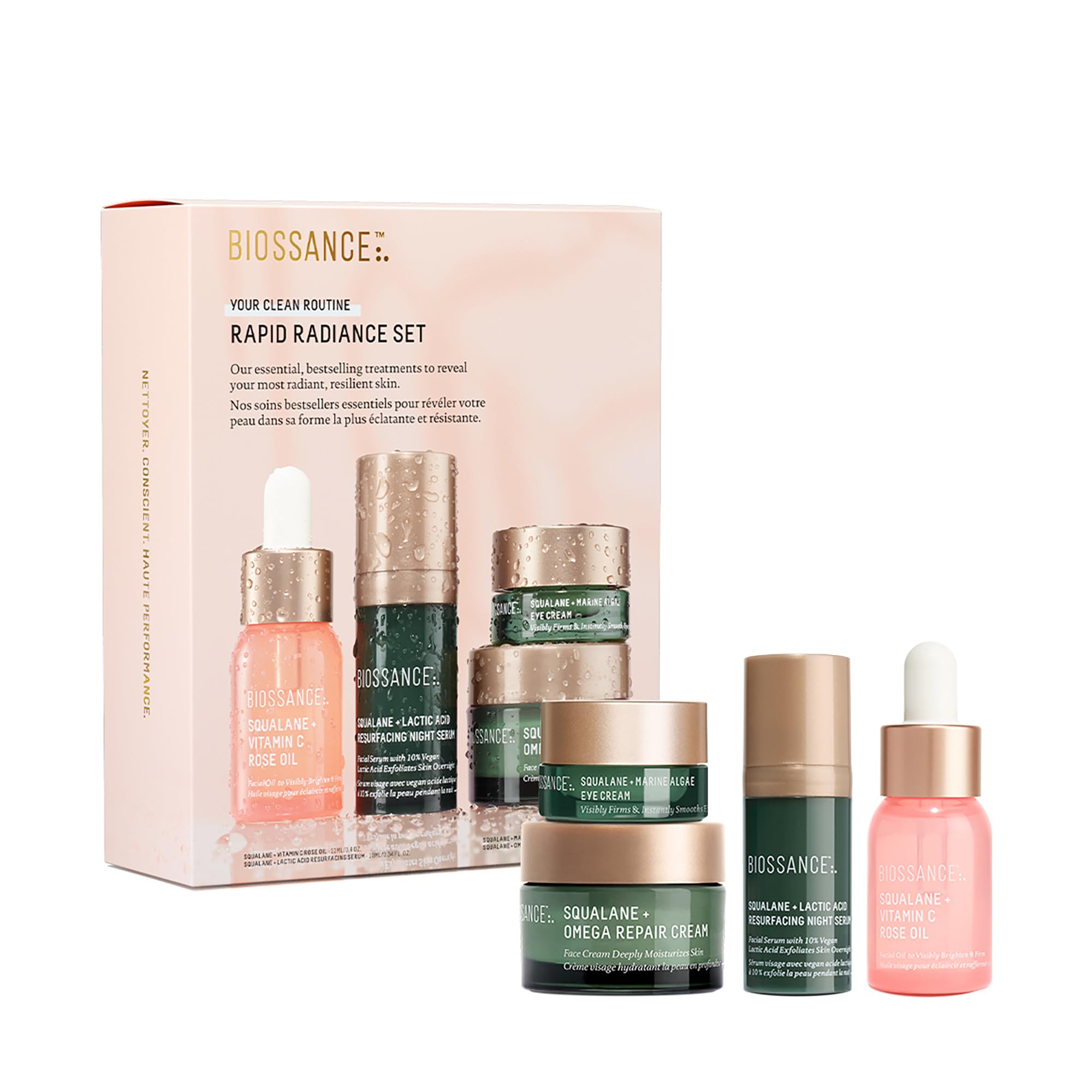 BIOSSANCE Rapid Radiance Set - Clean Skincare Gift for Glowing - Product Imagery