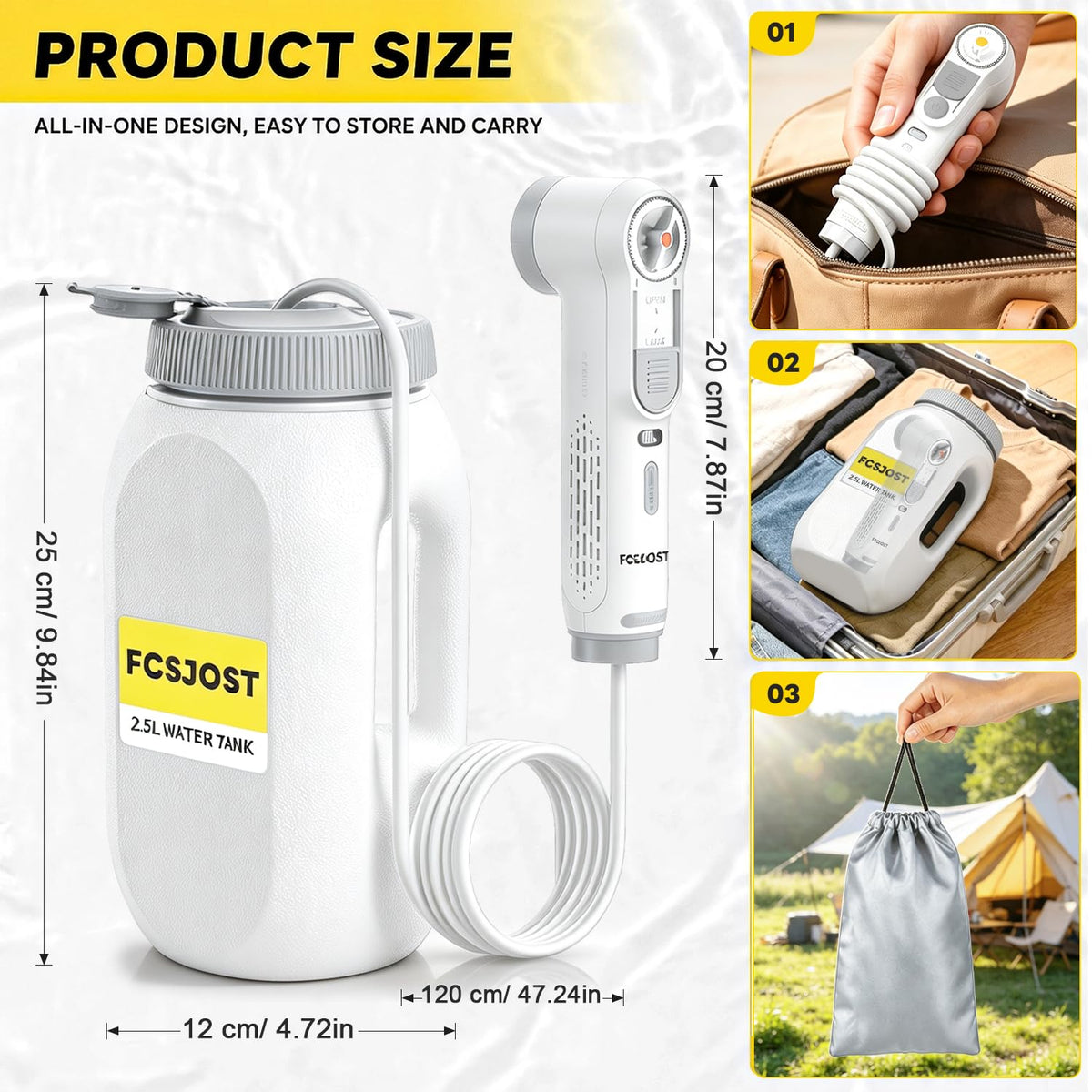 2 in 1 Portable Bidet for Travel Electric Handheld Bidet - FCSJOST Official Imagery - 4