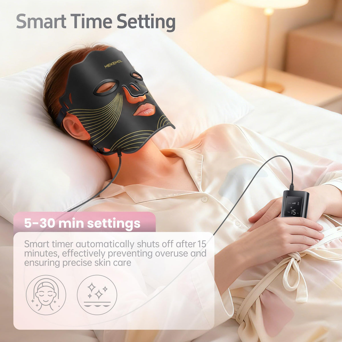 Red Light Mask for Face Neck with Eye Protection - MEKEMOL Official Imagery - 8