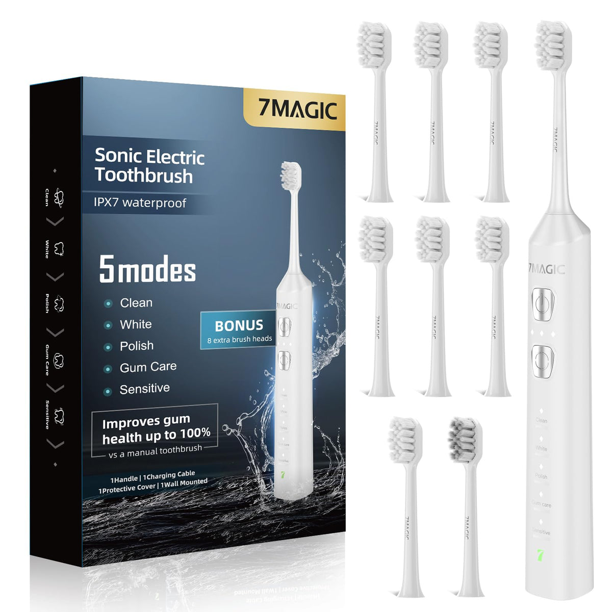 7MAGIC Sonic Electric Toothbrush 180 Day Runtime 42000VPM 8 - 7MAGIC Official Imagery - 1