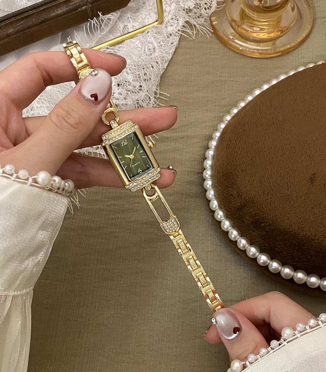 GOODLIYA Womens Watch Vintage Rectangular Bracelet Watch – back view and specifications