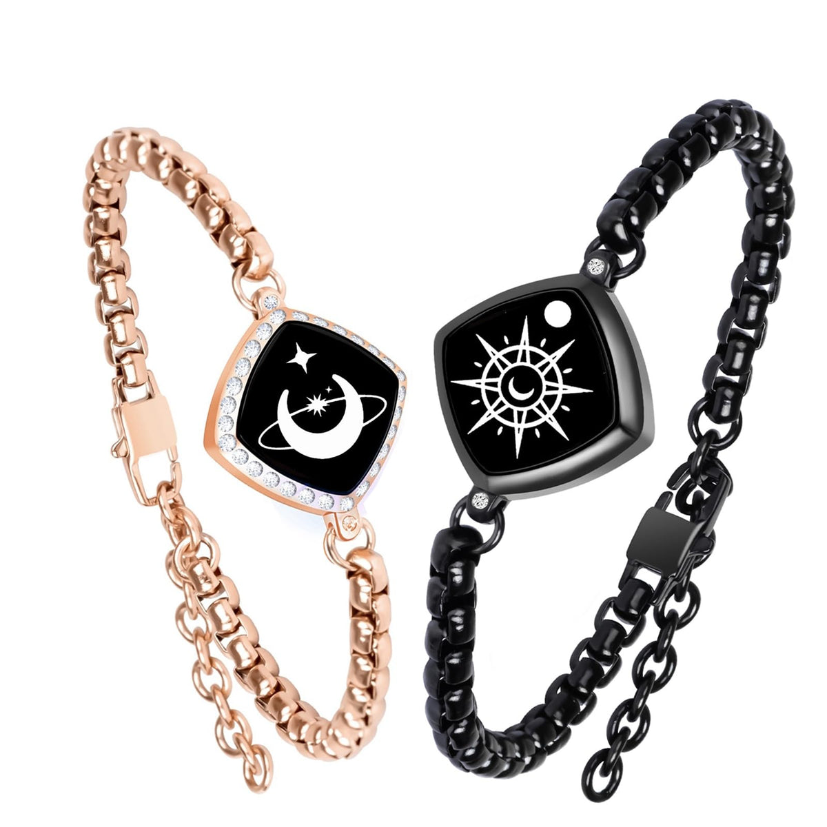 PULOMI Long Distance Touch Bracelets, Vibration & Light up Remote Smart Matching Couples Bracelet for Couple Long Distan