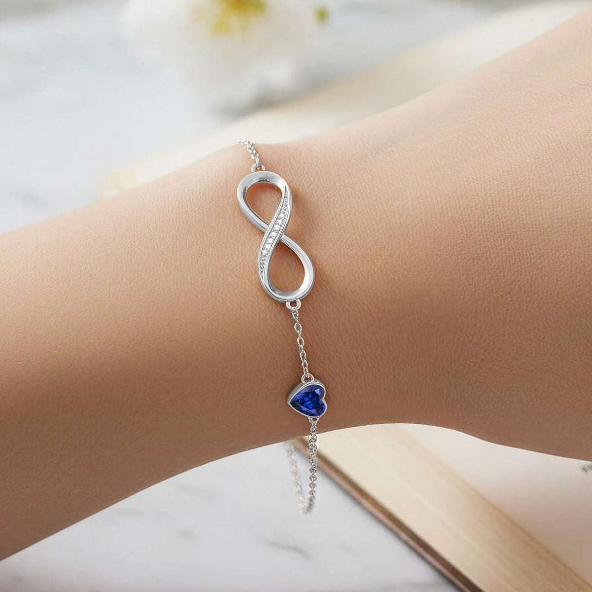 CDE 925 Sterling Silver Infinity Birthstone Bracelet Jewelry Gift for Women – packaging and label