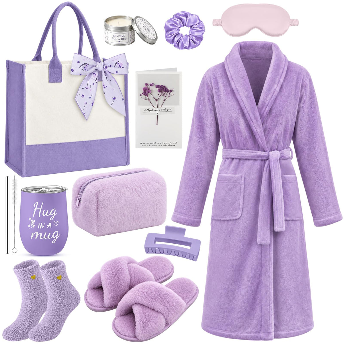 Patelai 12Pcs Self Care Spa Gift for Women Get Well Soon Basket, Purple – product photo (Sets &amp; Kits)