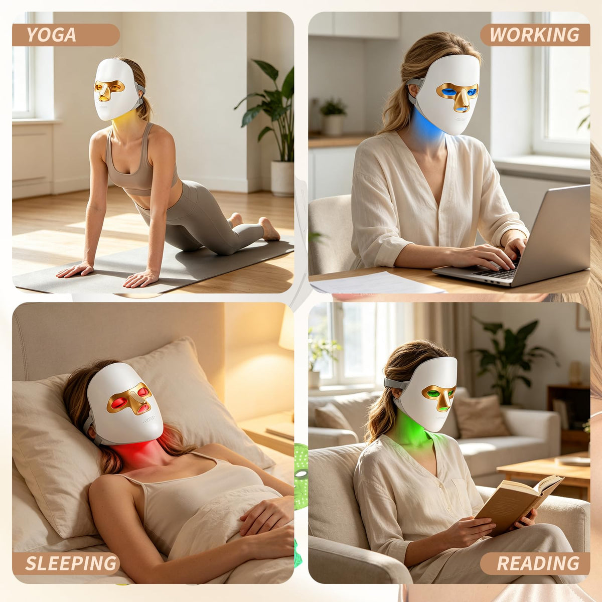 Oiehur Red Light Therapy for Face, 7 Colors LED Face Mask, Rechargeable – full view