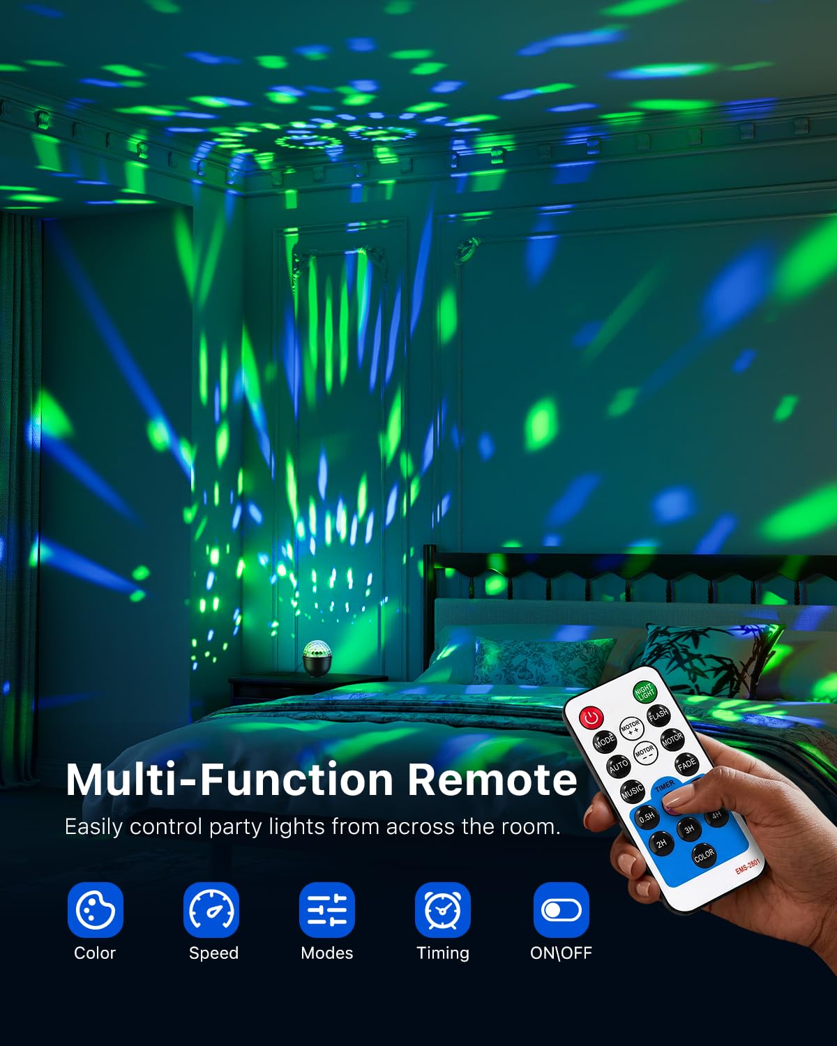 FALOVE 2 Pack Cupcake RGB Disco Ball Lights for Party & Ambient Night Light – packaging and label
