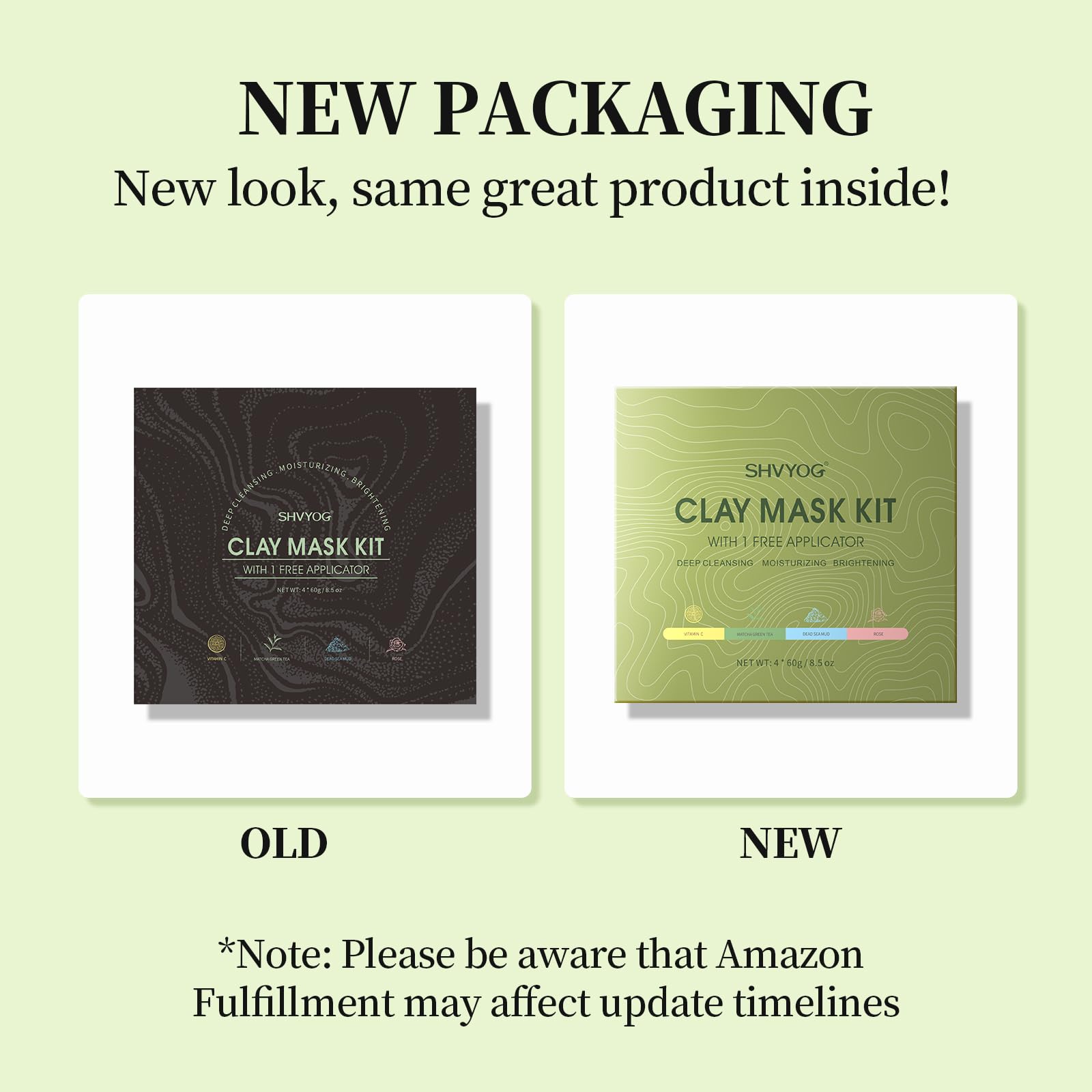 SHVYOG 4-pack face mask set including turmeric clay, vitamin C, green tea, and rose masks for deep cleansing and pore refining.