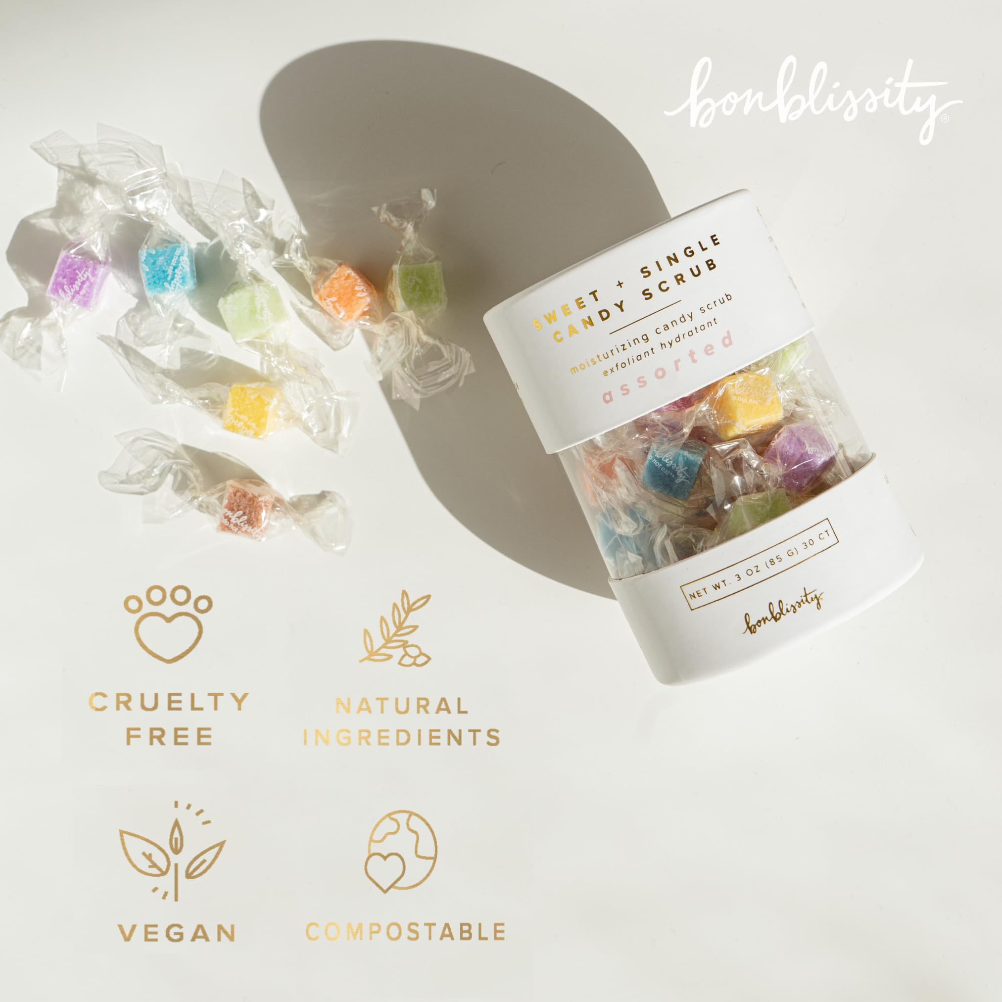 Bonblissity Sugar Cubes Candy Scrub, 30 pcs Assorted Scents, Spa Gift Set