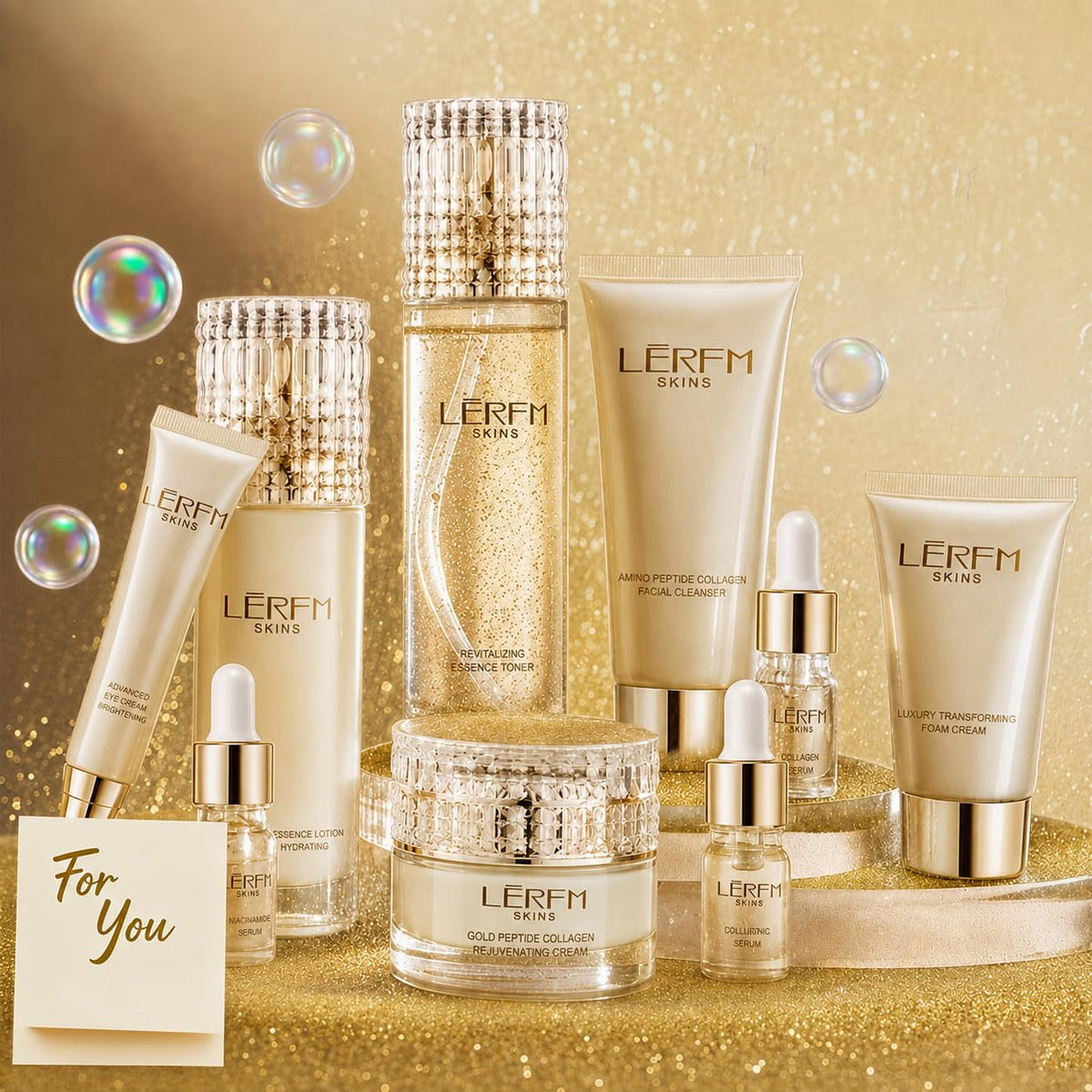 BEAUTYTURESS Anti Aging Skin Care Set - 10pcs - Face Skincare Kit with Collagen - Hydrating & Firming Skin, Include Tone