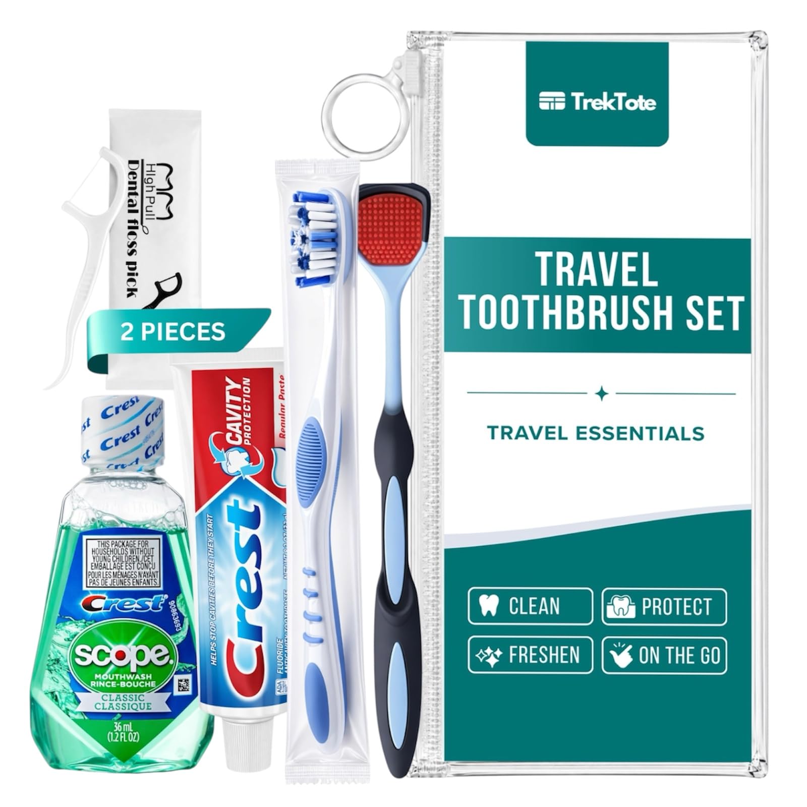 Travel Oral Care Kit with Premium Name Brand Toothbrush, - Product Imagery