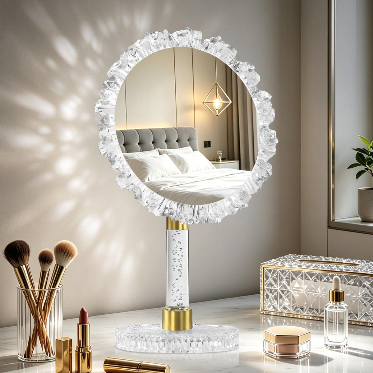 MOUIND 12 inch Lighted LED Makeup Mirror with 3 Color Lighting Modes – product photo (Makeup Mirrors)
