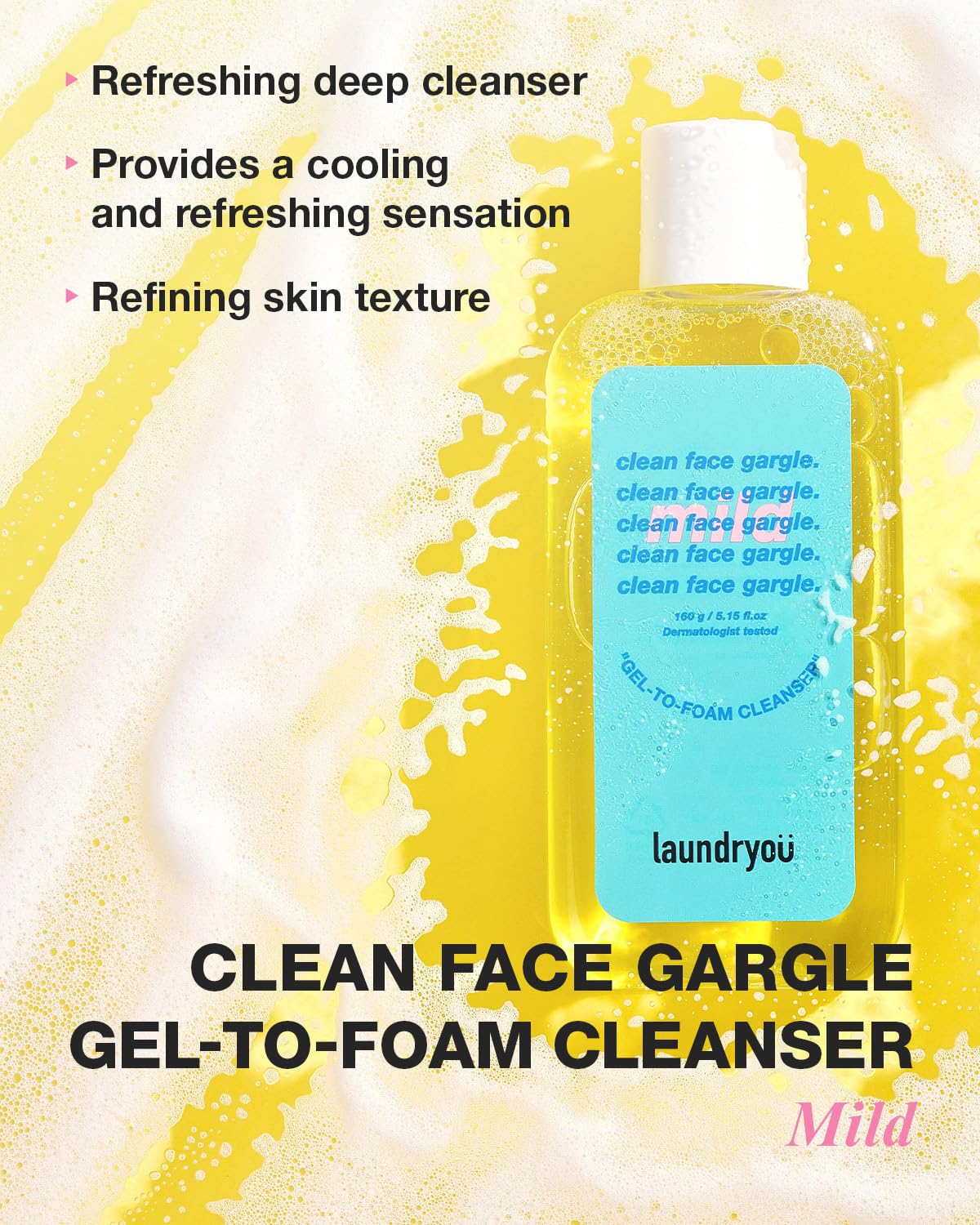 LAUNDRYOU Gel-to-Foam Facial Cleanser with PHA and Probiotic Ferment – close-up detail