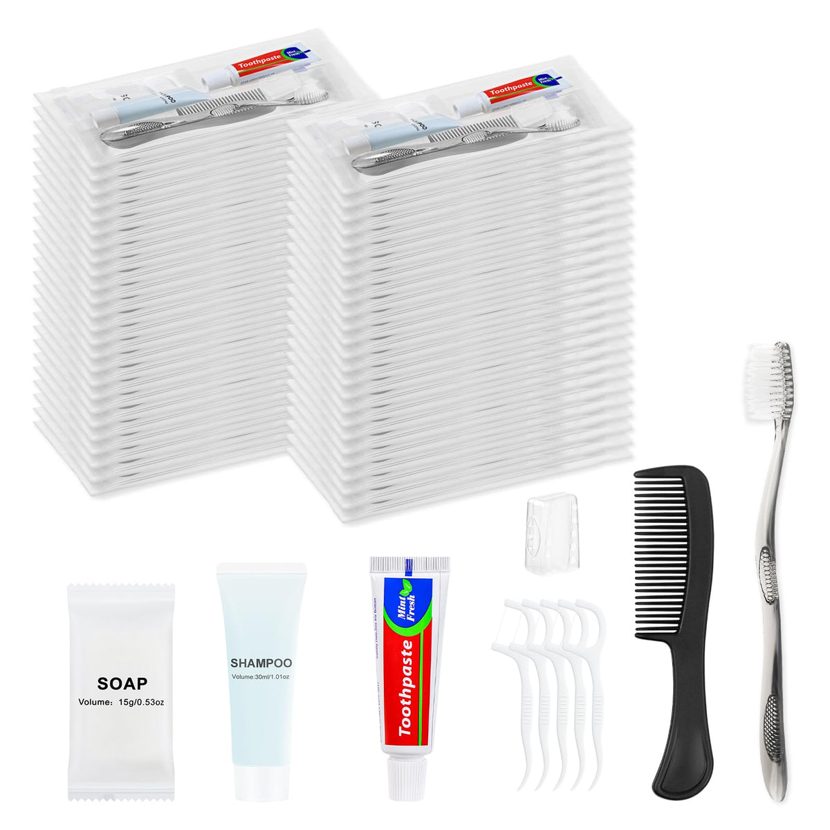 Lomgwumy Hygiene Kit, Personal Hygiene Kit, Individually Packaged (50-Pack) – product photo (Manual Toothbrushes)