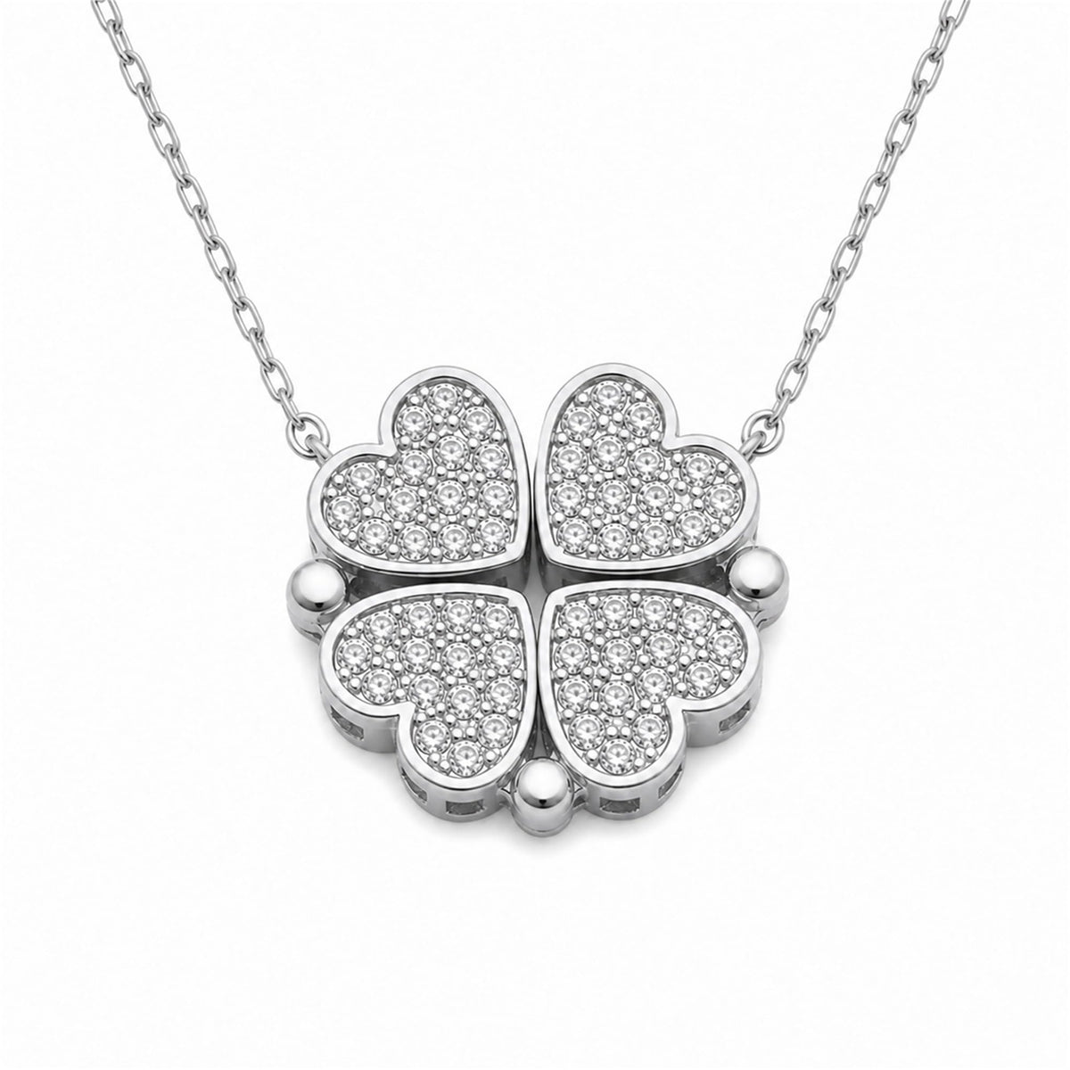 two arts jewelry Two Arts 925 Sterling Silver Necklace Four-Heart Clover Cluster Zircon – alternate angle