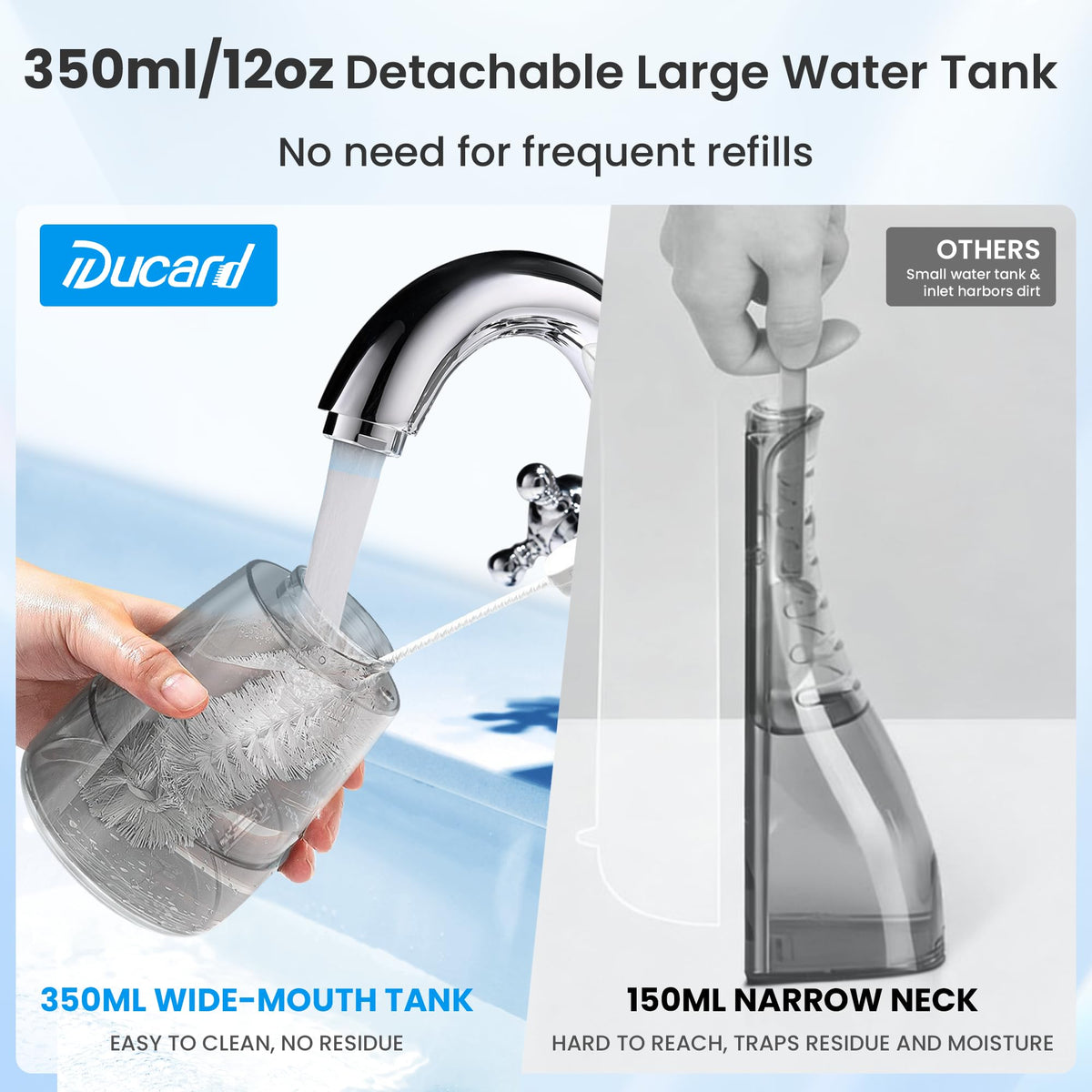 Cordless Water Flosser with U Shaped Nozzle 350ML Tank 7 Jet - Ducard Official Imagery - 6