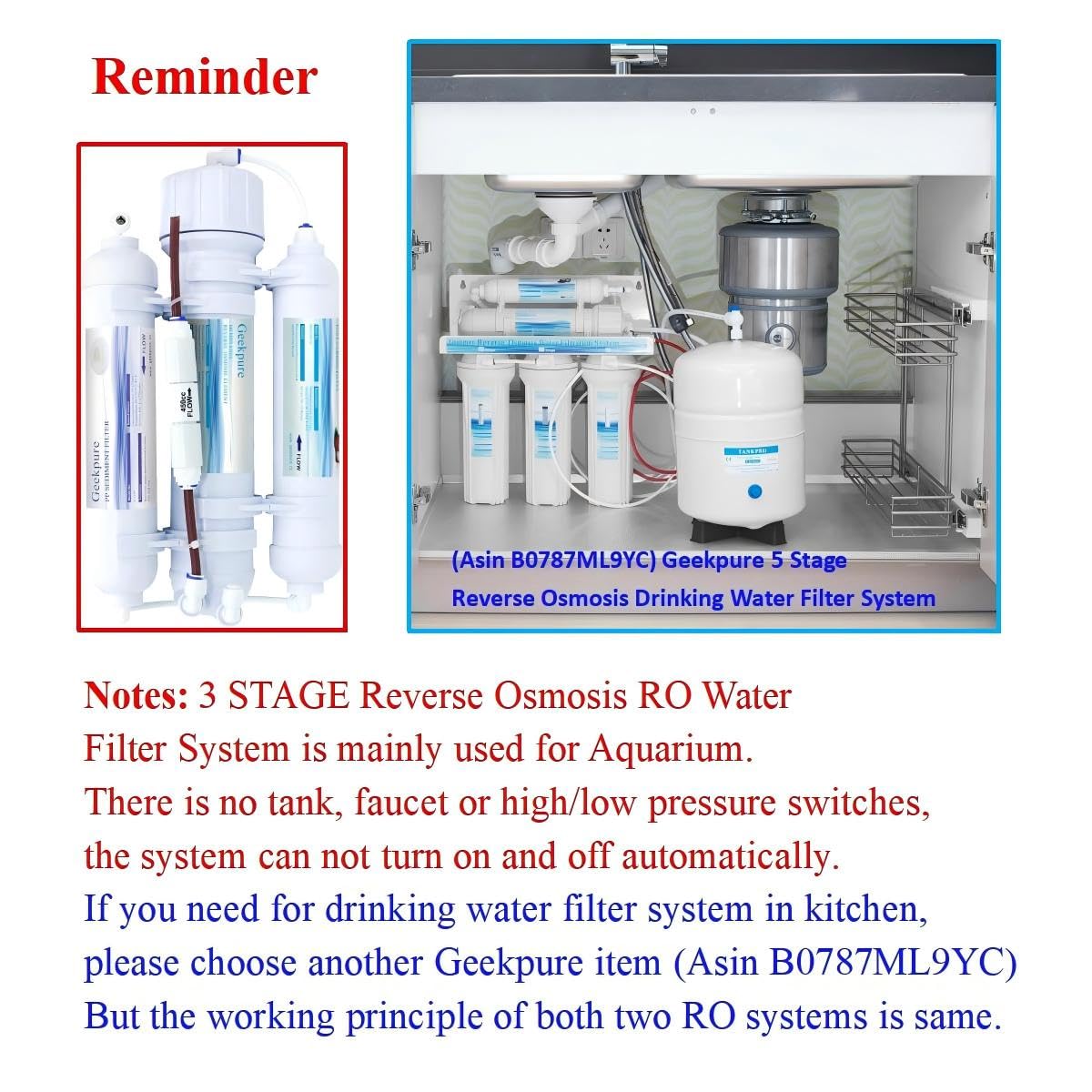 Geekpure 3 Stage Portable Reverse Osmosis Water Filter System-100 GPD – Polyamide,polysulfone,polypropylene,carbon,non-w