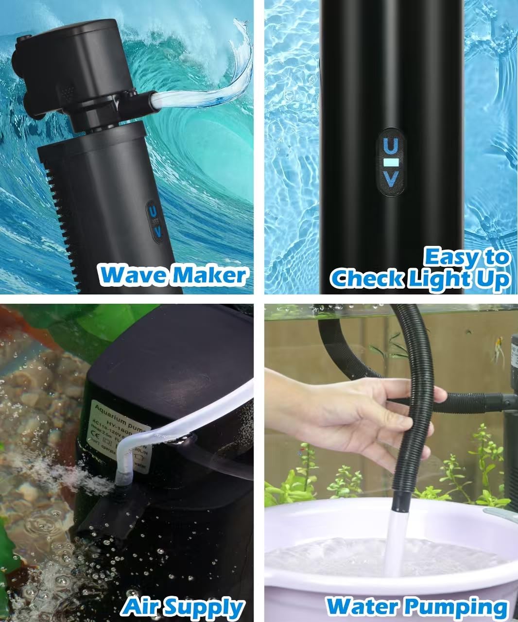 COOSPIDER 200GPH Aquarium Filter with 5W U-V Light for 30-100 Gallon – product photo (Filters)