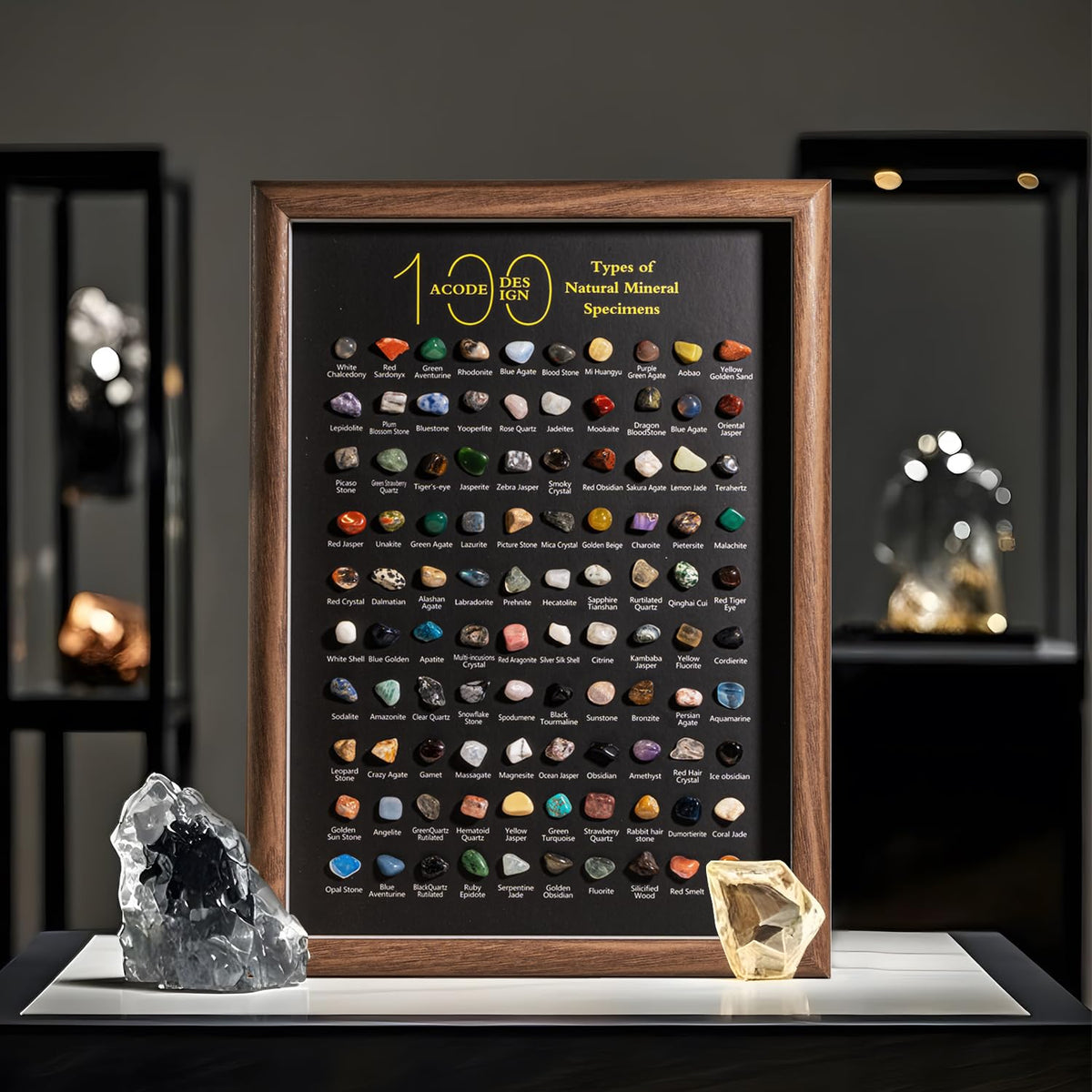 ACODE Natural Mineral Specimen Shadow Box Geology Collection - ACODE Official Imagery - 3