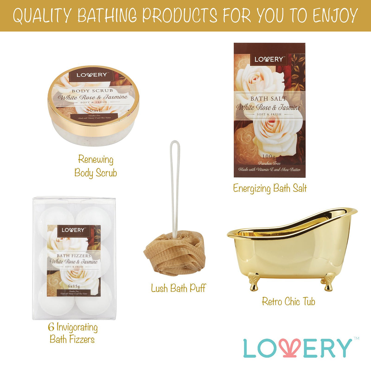 Gifts for Women Home Spa Gift Basket Luxury 13pc Bath Body - LOVERY Official Imagery - 6