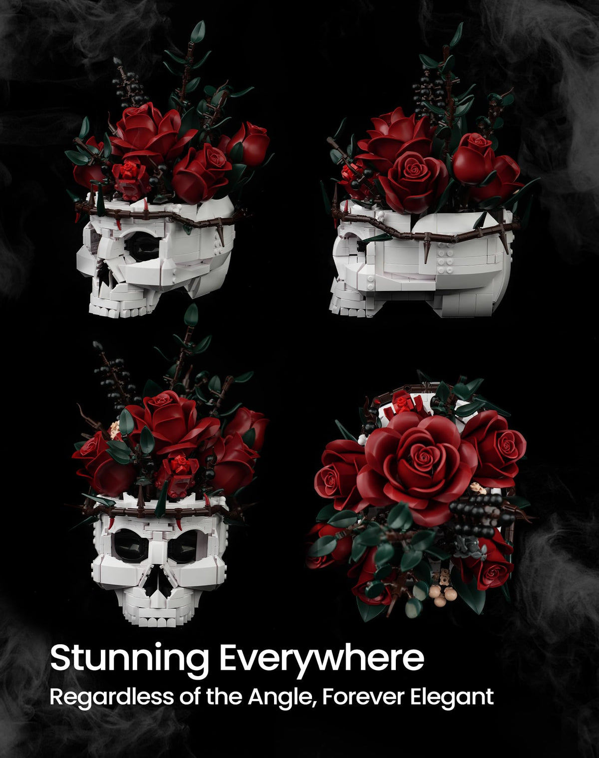 iATOM Skull Roses Flower Bouquet Building Set Botanical - iATOM Official Imagery - 6