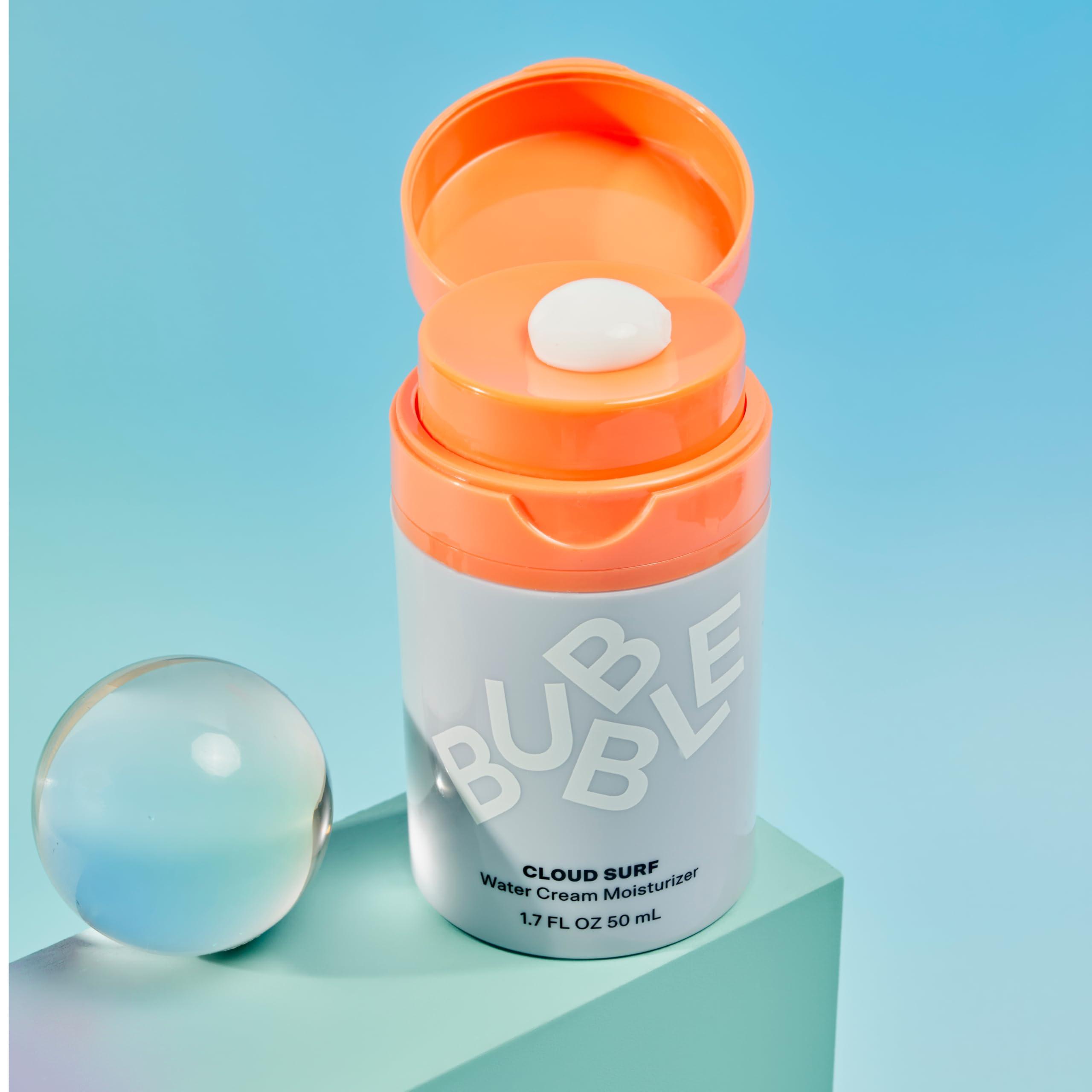 Bubble Skincare Cloud Surf Water Cream moisturizer for oily skin, 50 ml, featuring lightweight, hydrating formula in a sleek container.