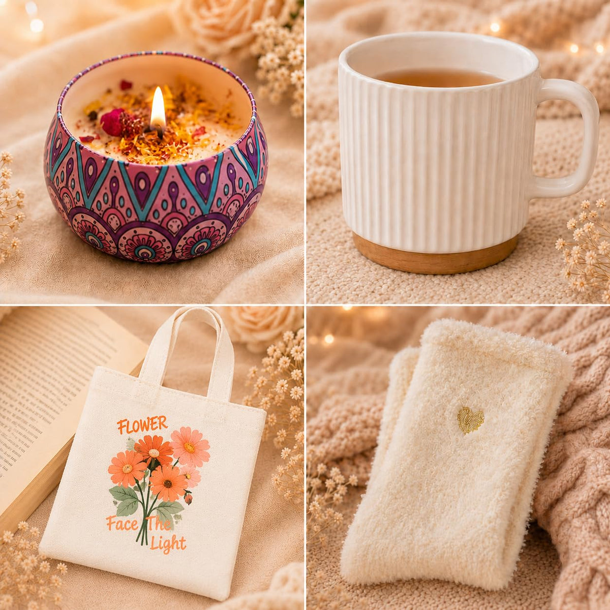 Gifts for Women Self Care Gift Set with Bouquet Blanket Cup - Smbrige Official Imagery - 7