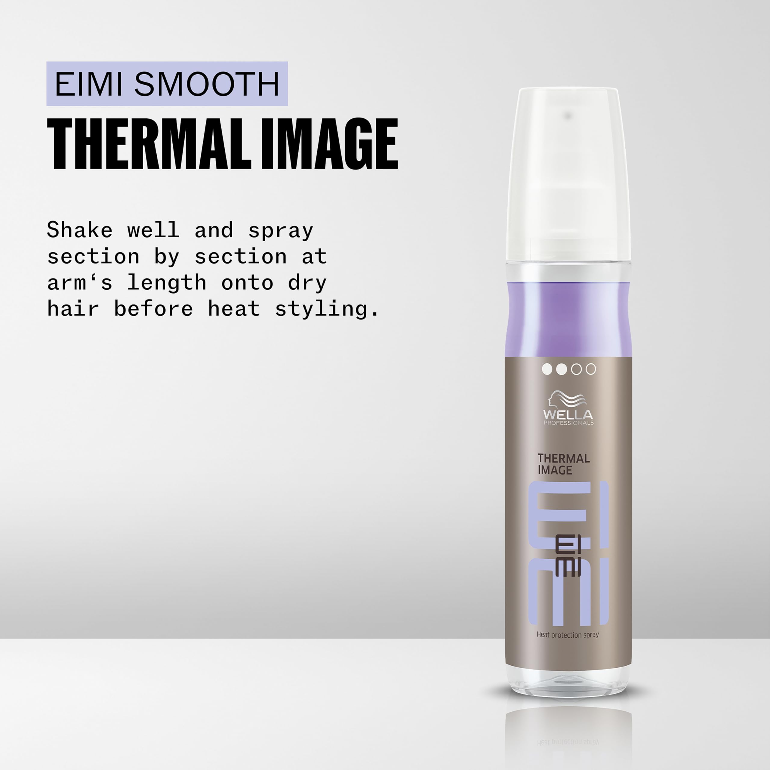 Wella EIMI Thermal Image heat protection spray in a 5oz bottle, used for protecting hair during styling with heat tools.