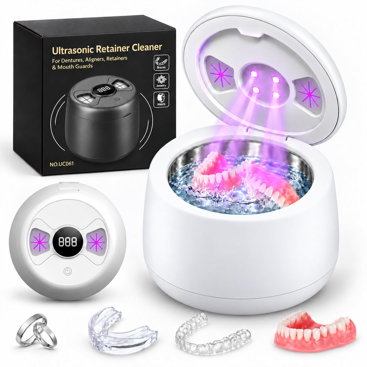 OUMOXII Cordless Ultrasonic Retainer Cleaner Machine, Ultrasonic Jewelry Cleaner – product photo (Baths)