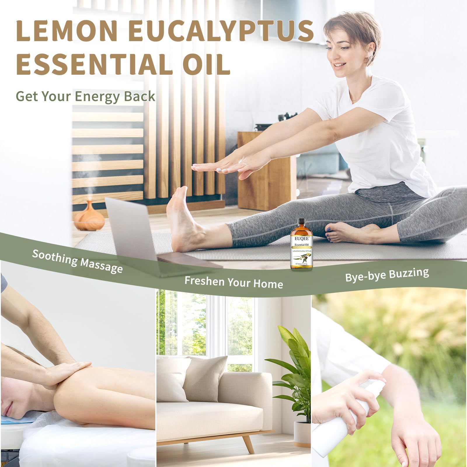 EUQEE Lemon Eucalyptus Essential Oil for Spray 118ml / 4 Fl.Oz