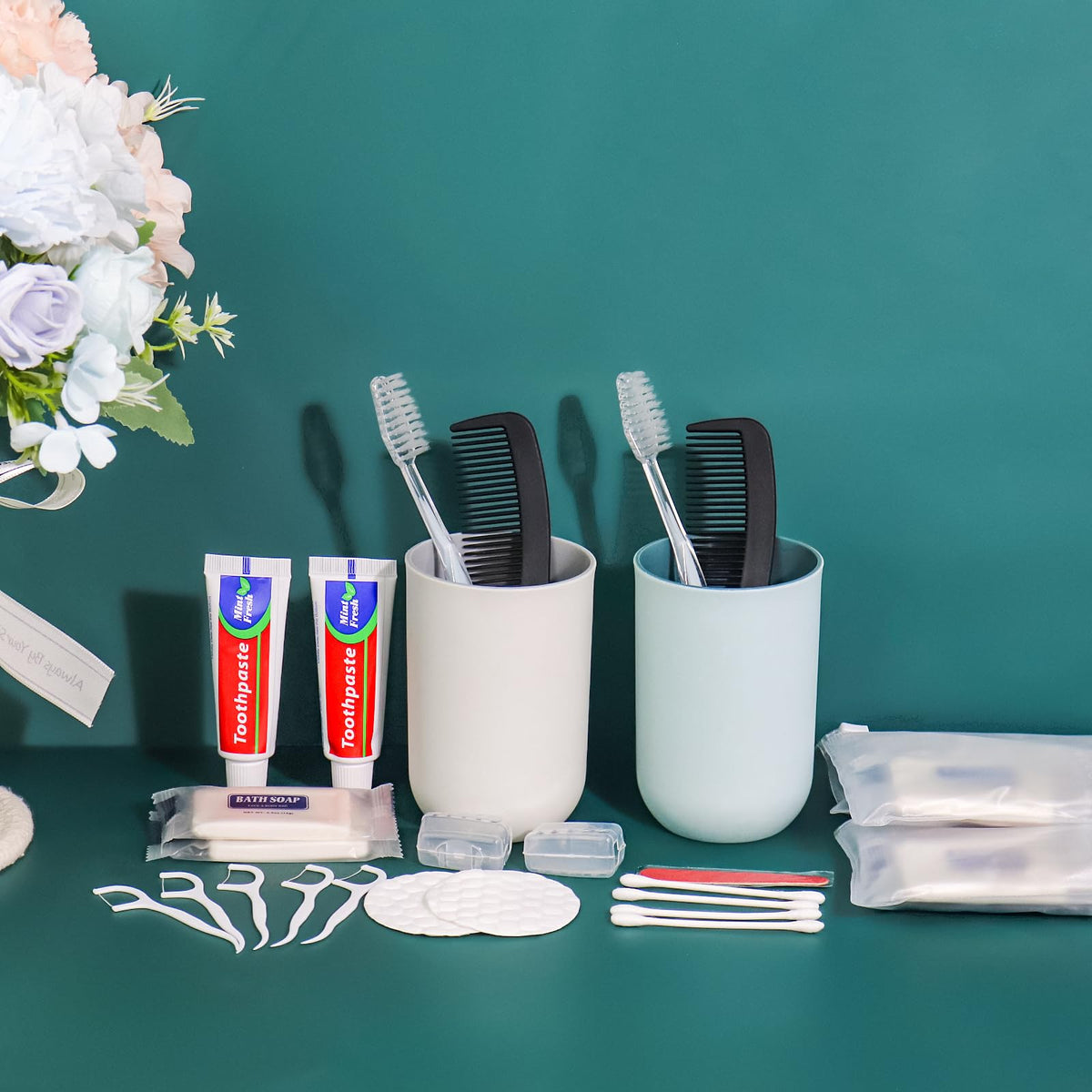50 Sets Personal Hygiene Kit Bulk Disposable Toothbrushes - HQSLsund Official Imagery - 5