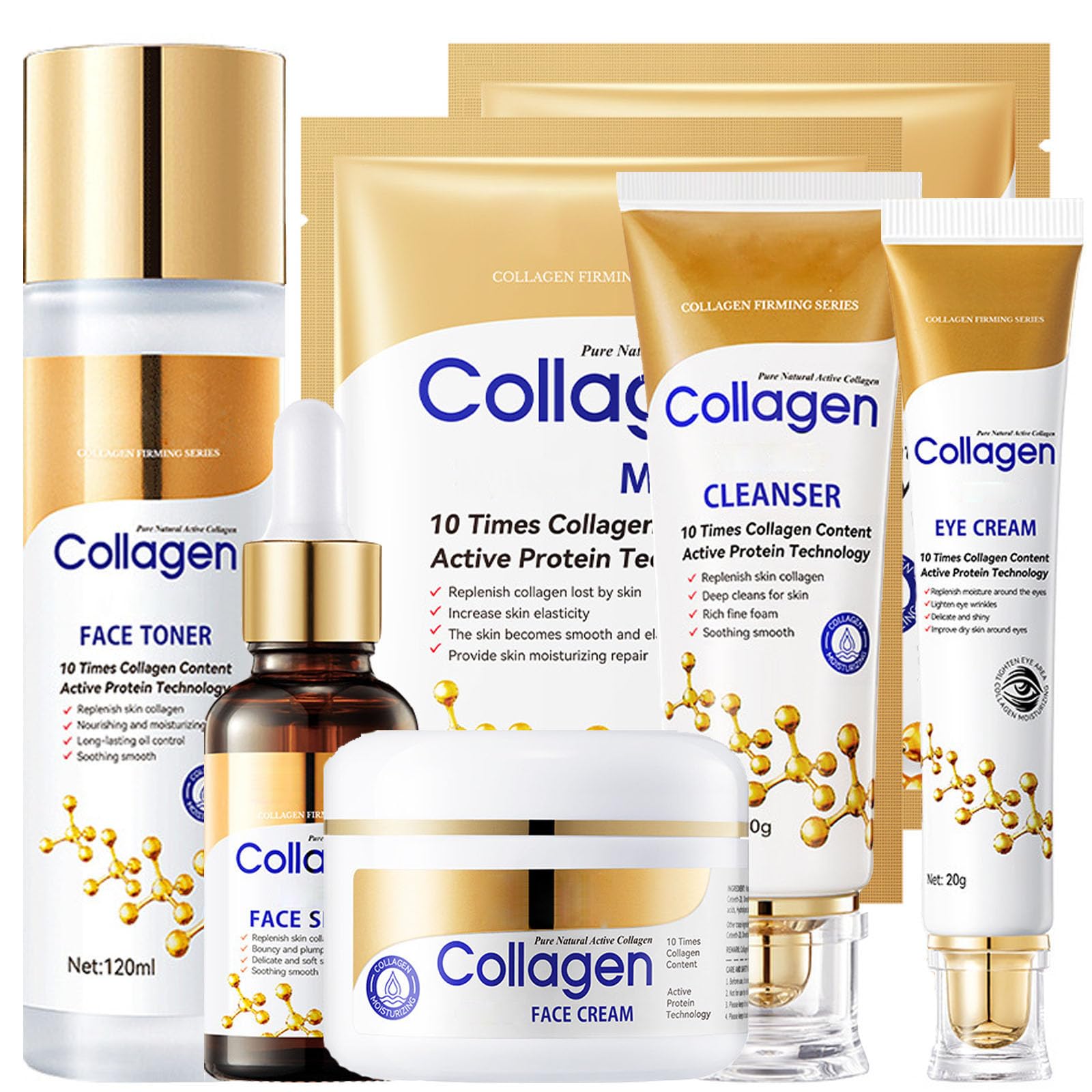 Collagen Skin Care Set, 6Pcs Face Care Sets for Older Women, - Product Imagery