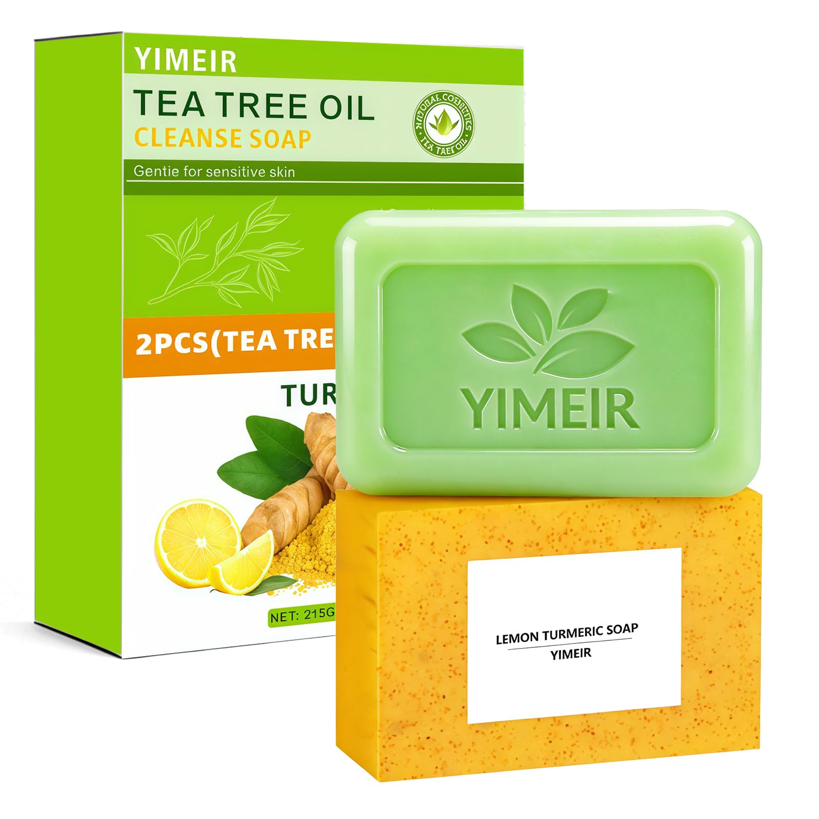 Turmeric Facial Soap & Tea Tree Soap Bars Duo - Natural - Product Imagery