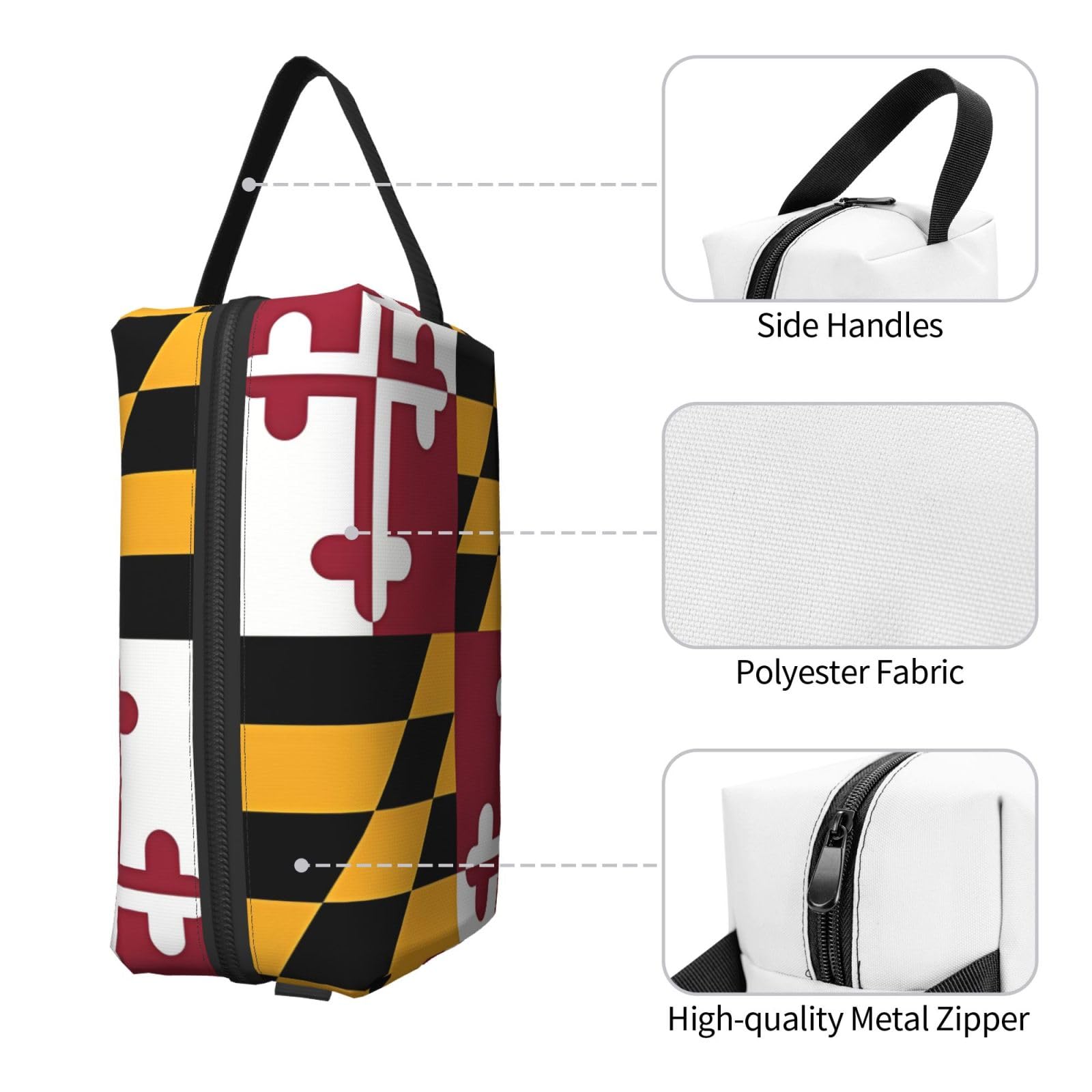 SXZVVBN Maryland flag large capacity travel toiletry bag made of durable Oxford cloth for cosmetics and makeup organization.