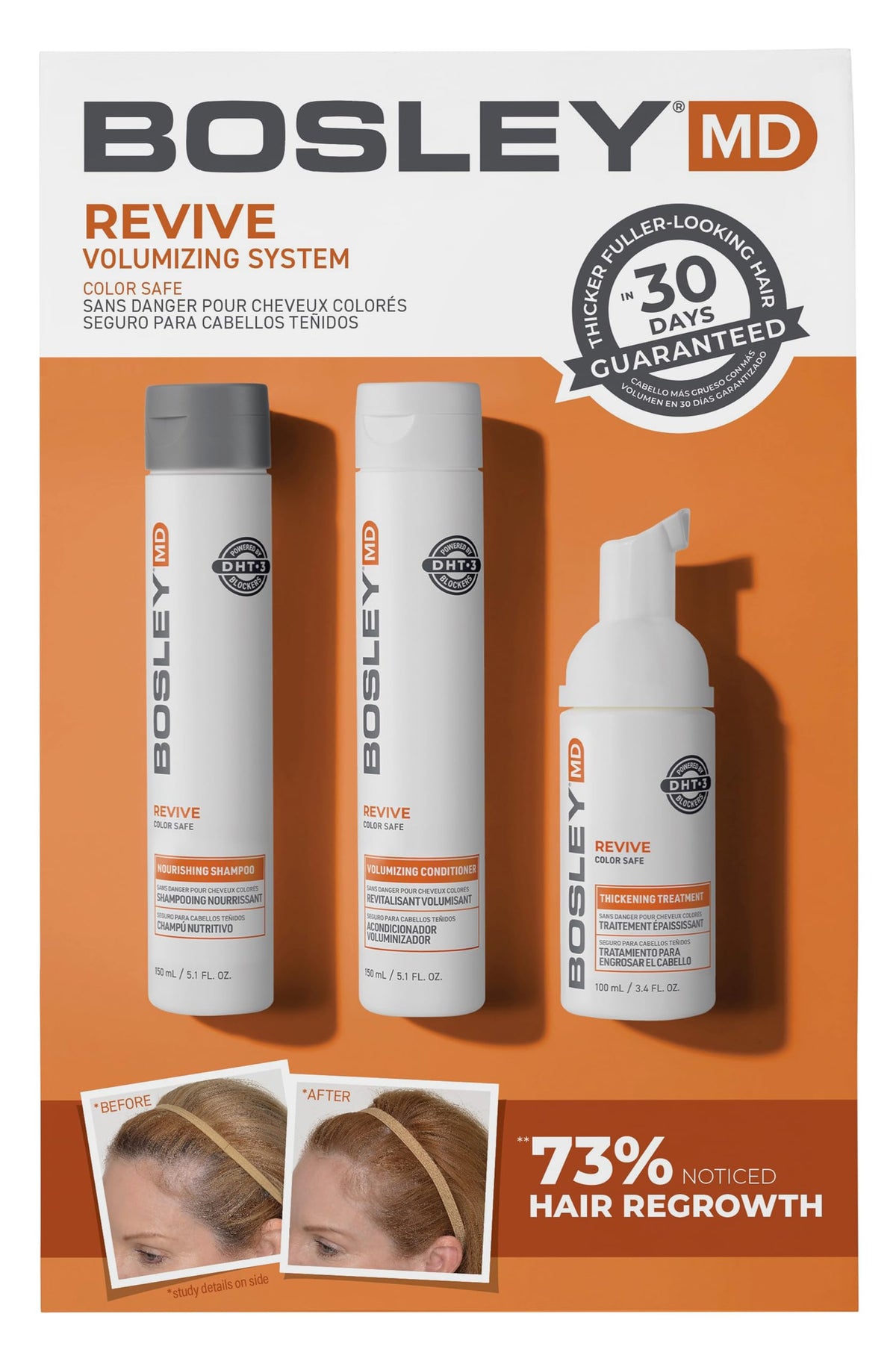 BosleyMD BosRevive Color-Safe Hair Care Kit for Thinning Hair, Starter Size (30 Days) – Shampoo, Conditioner & Thickenin