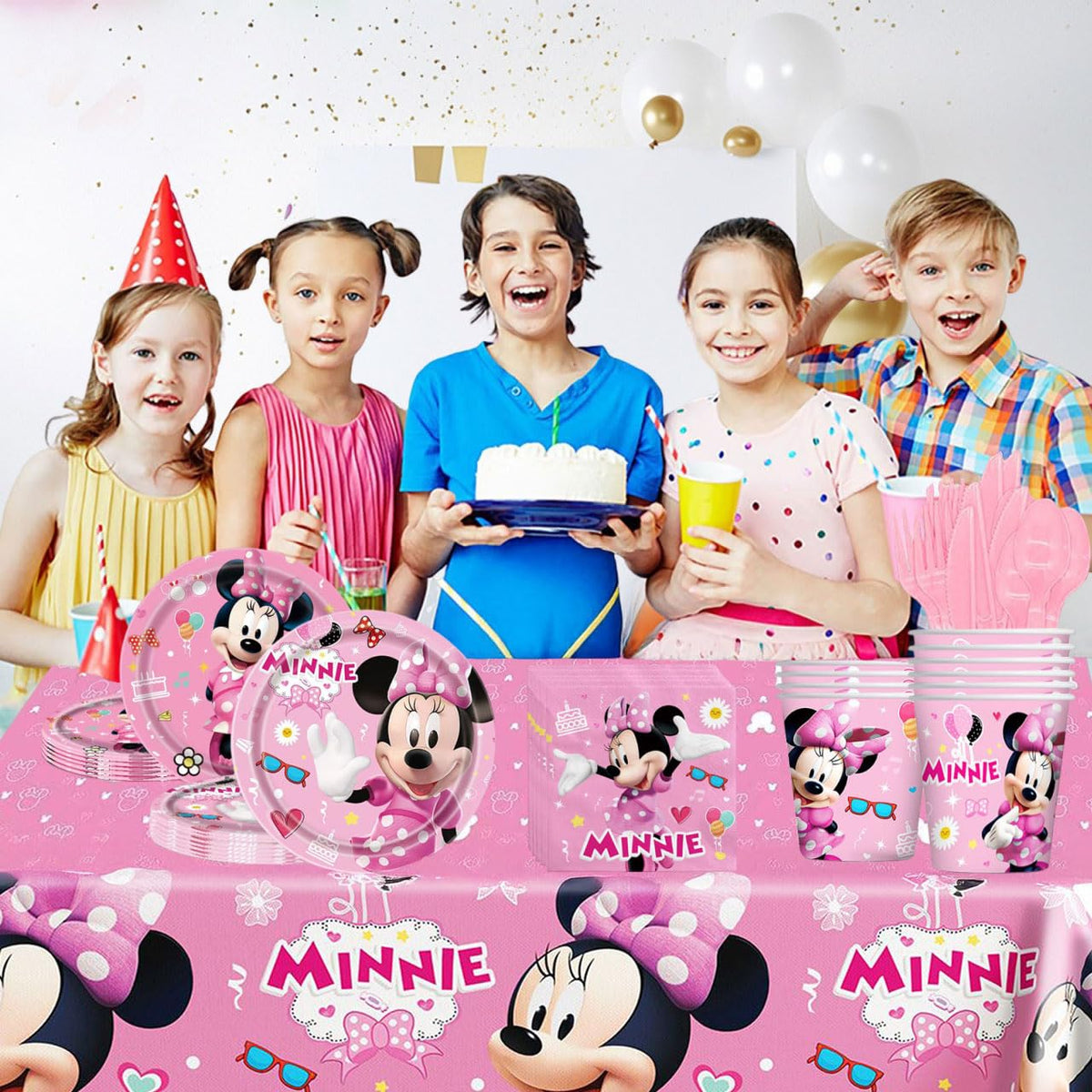 Trifoot Cartoon Birthday Party Tableware Set – Including 9″ and 7″ Paper Plates, Paper Cup, Napkins, Cup, Fork, Knife, S